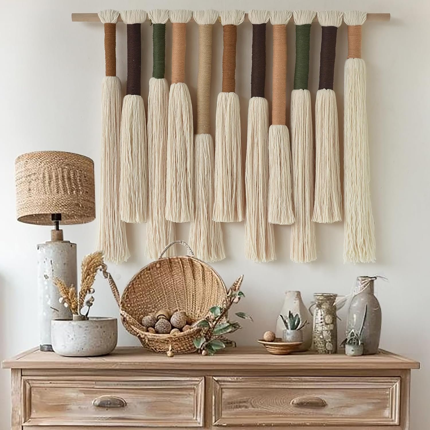 Macrame Wall Hanging Handmade Yarn Fiber Art Boho Decor 27″Wx 22″L