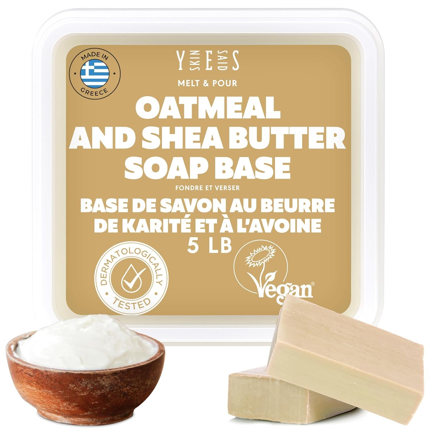 Skin Said Yes Oatmeal Soap Base 5 LBS | Made in Greece