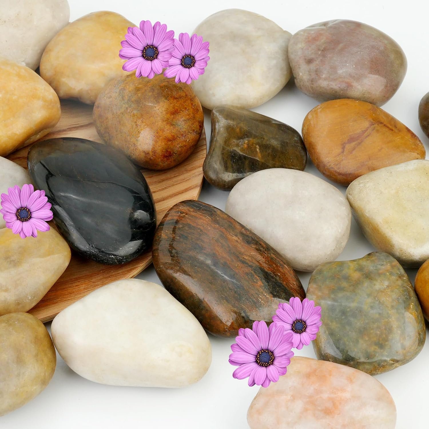 NUPICK 3lb River Rocks for Plants Indoor, 2-3Inch Pebbles for Vase Fillers