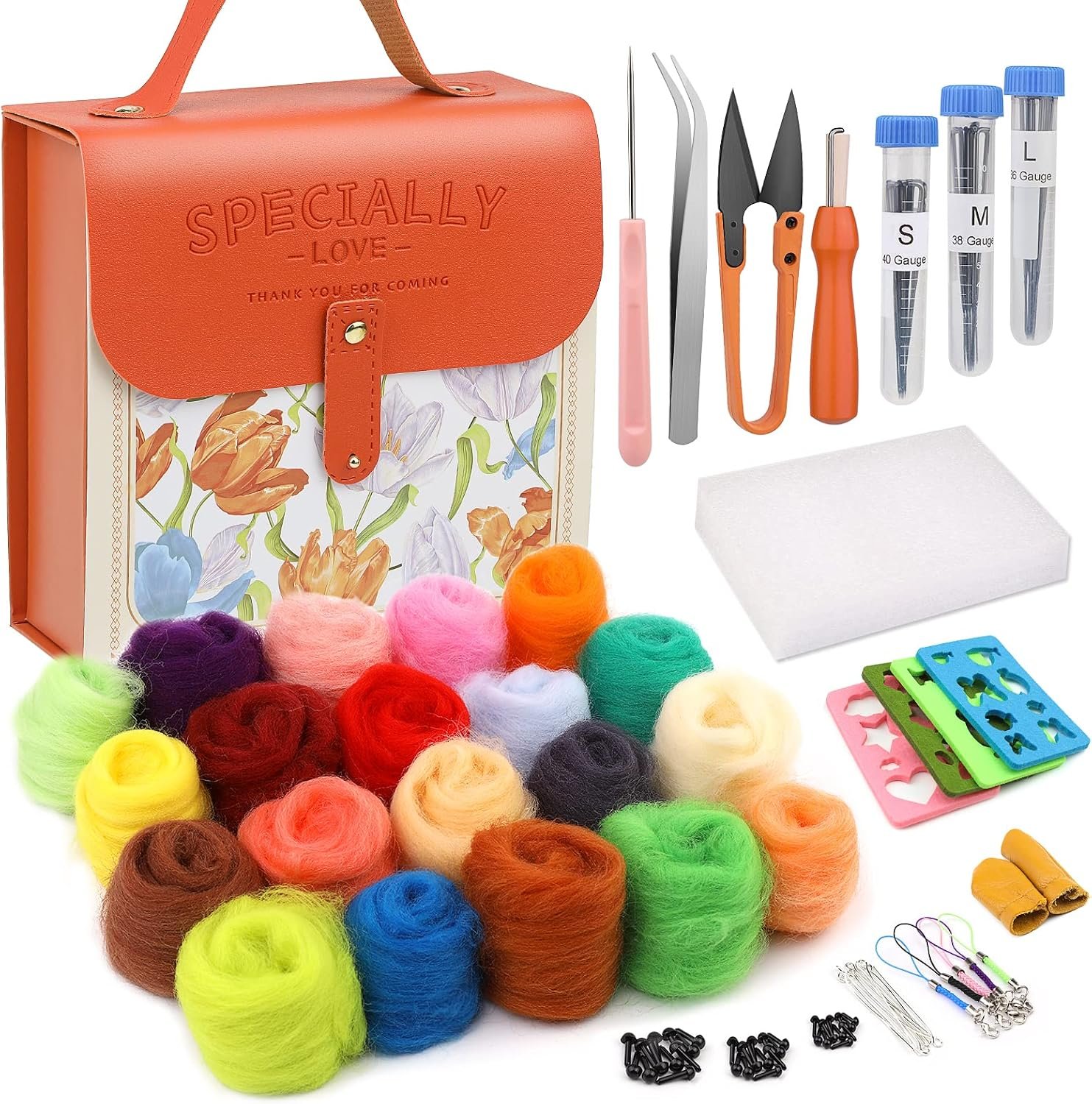 Mayboos Needle Felting Kit, Wool Roving 20 Colors Set