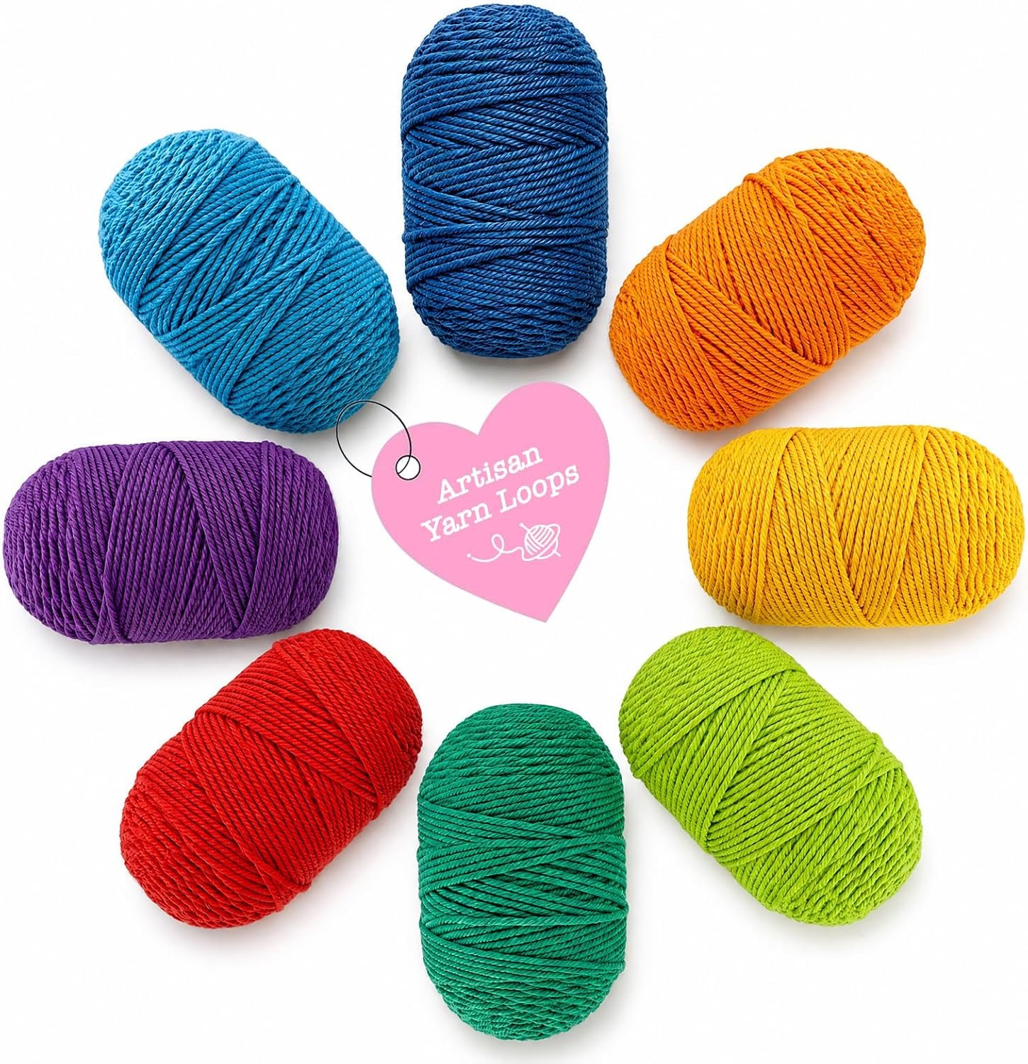 Punch Needle Supplies & 5-Ply Yarn Refill Bundles – 8 Colors Curated Studio Fiber for Crochet, Amigurumi & Handicrafts, Adorably Compact 40g (1.4oz) Mini Skeins [Rainbow Series]