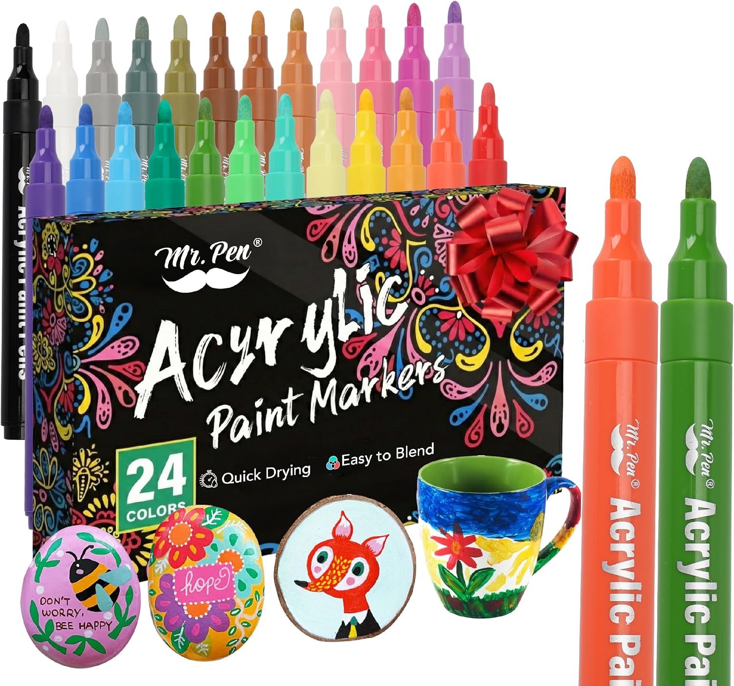 Mr. Pen- Acrylic Paint Markers, 24 Pack, Colorful, Paint Pens for Rock