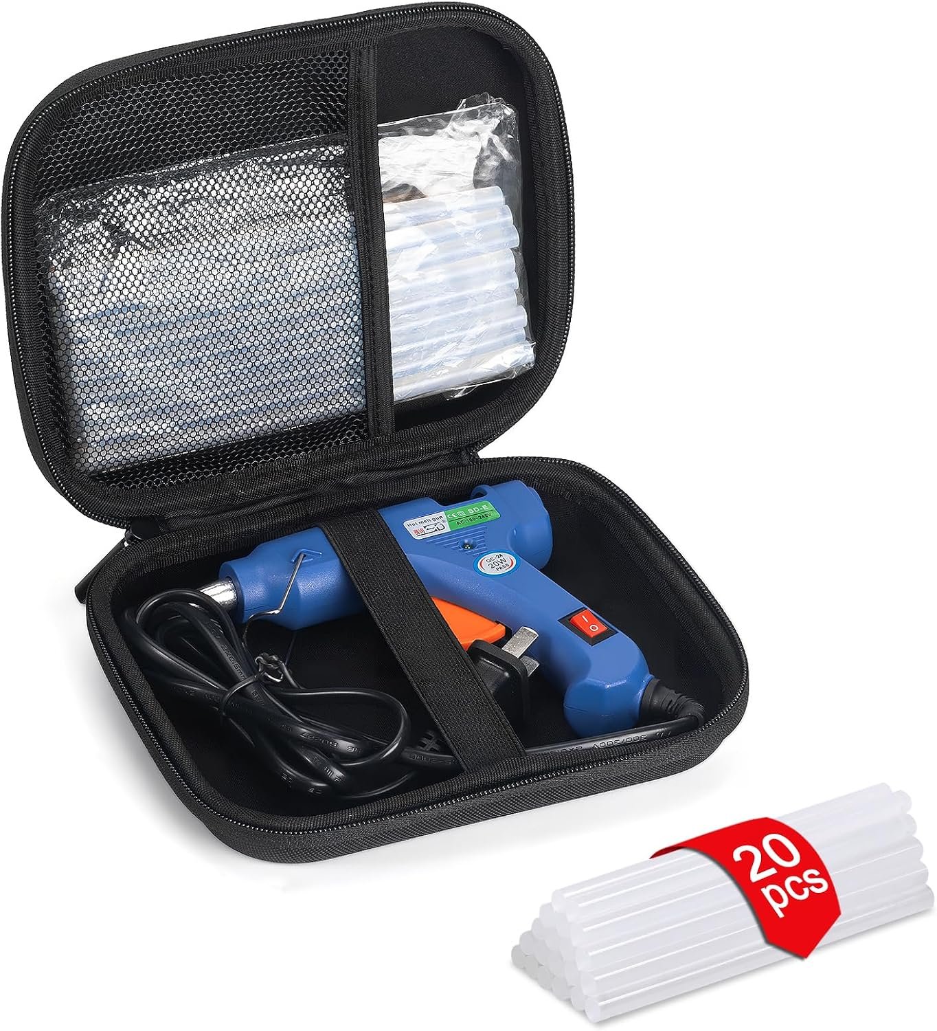 Glue Gun and Sticks Set, Hot Melt Glue Gun Mini for Crafts with 20 Pcs Glue Sticks, Small Hot Glue Guns with Hardshell Carrying Case for School DIY Arts, Craft
