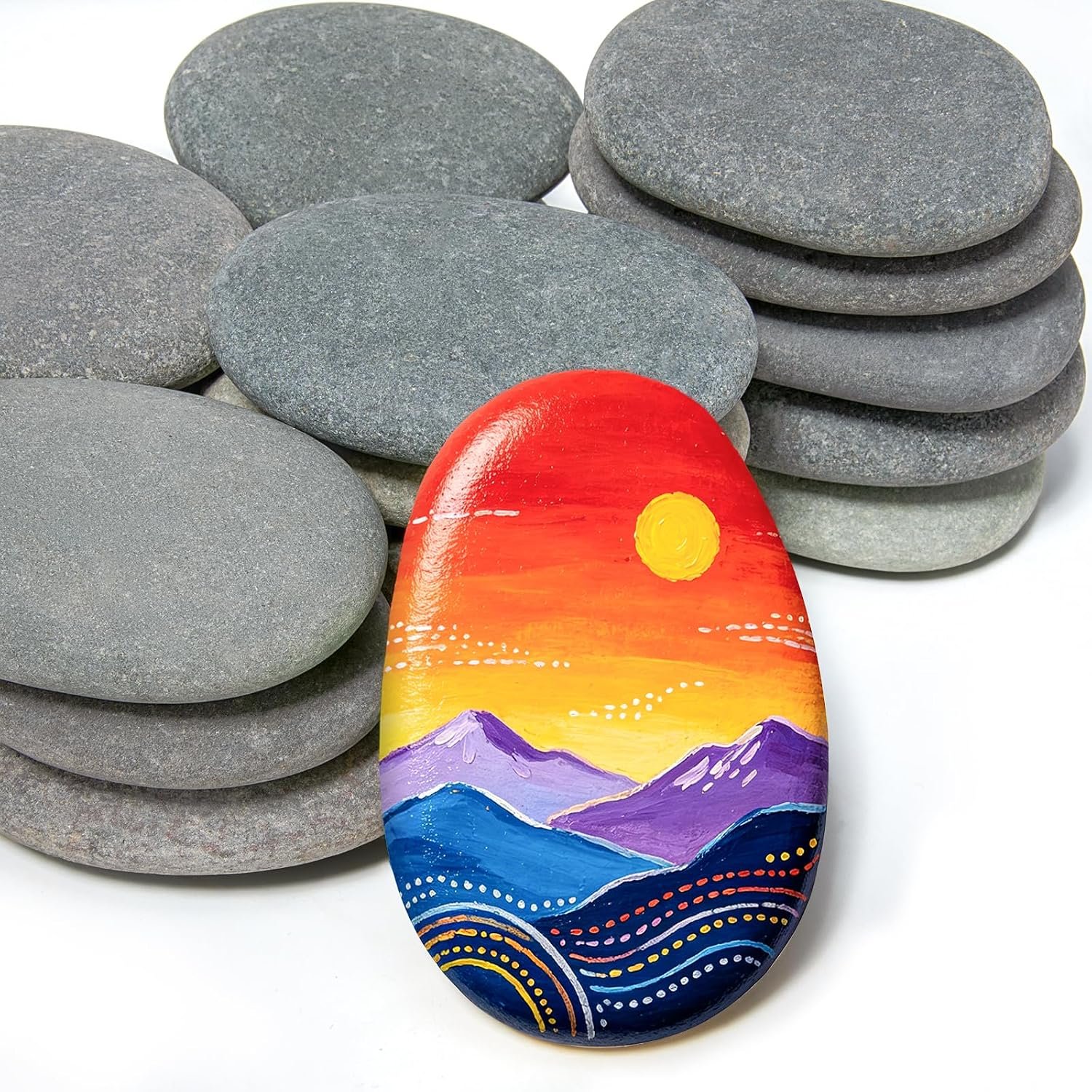 Simetufy 20 Pcs 3.3-4.5” Large River Rocks for Painting, Rocks for