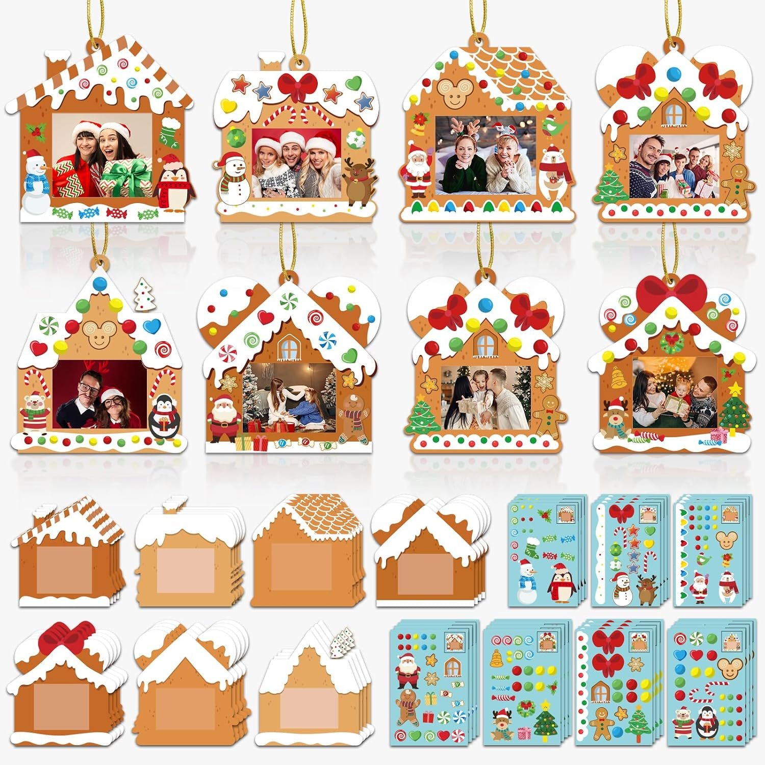 Christmas Craft for Kids, DIY Gingerbread House Picture Frame Kits, 28 Pack