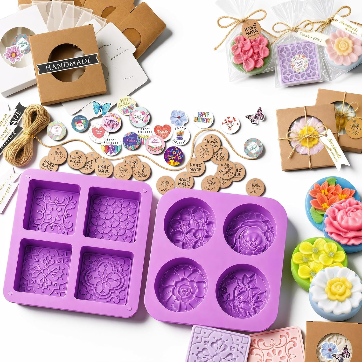 Soap Mold Flower Silicone Soap Molds 181 Pcs Kit Soap Molds for Soap Making