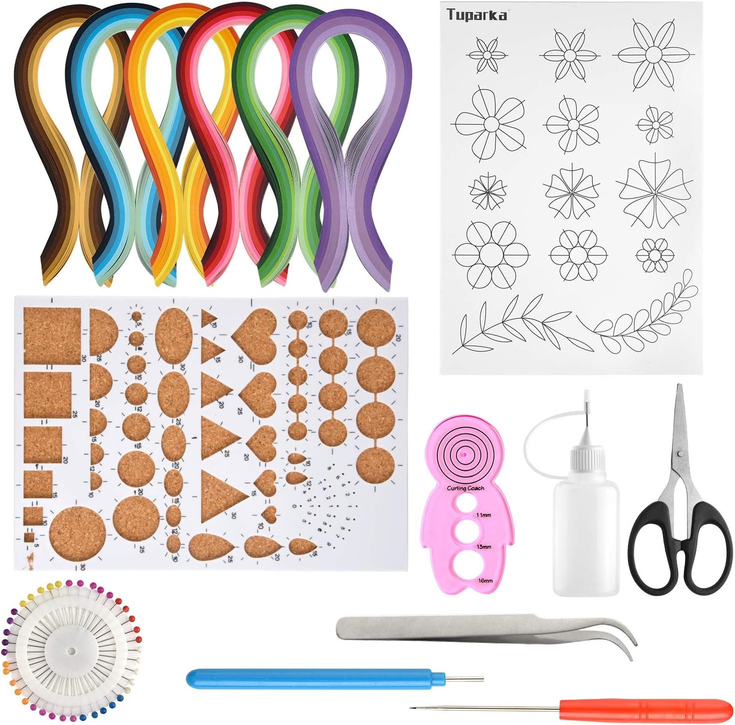 TUPARKA 15 PCS Paper Quilling Kits with 29 Colors 600 Strips Quilling Paper DIY Design Drawing Handcraft Tool