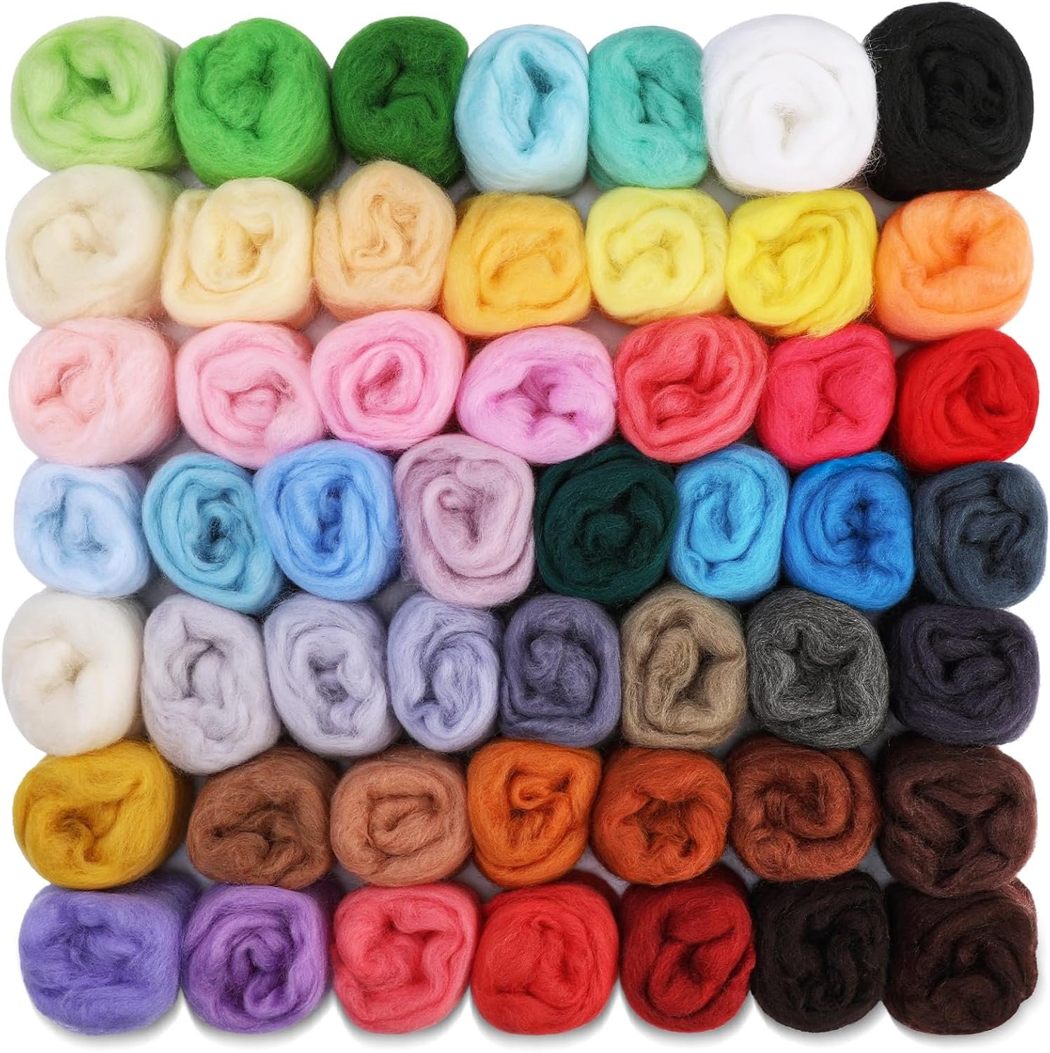 IMZAY 50 Colors Needle Felting Wool, 5g/Pack Wool Roving Yarn