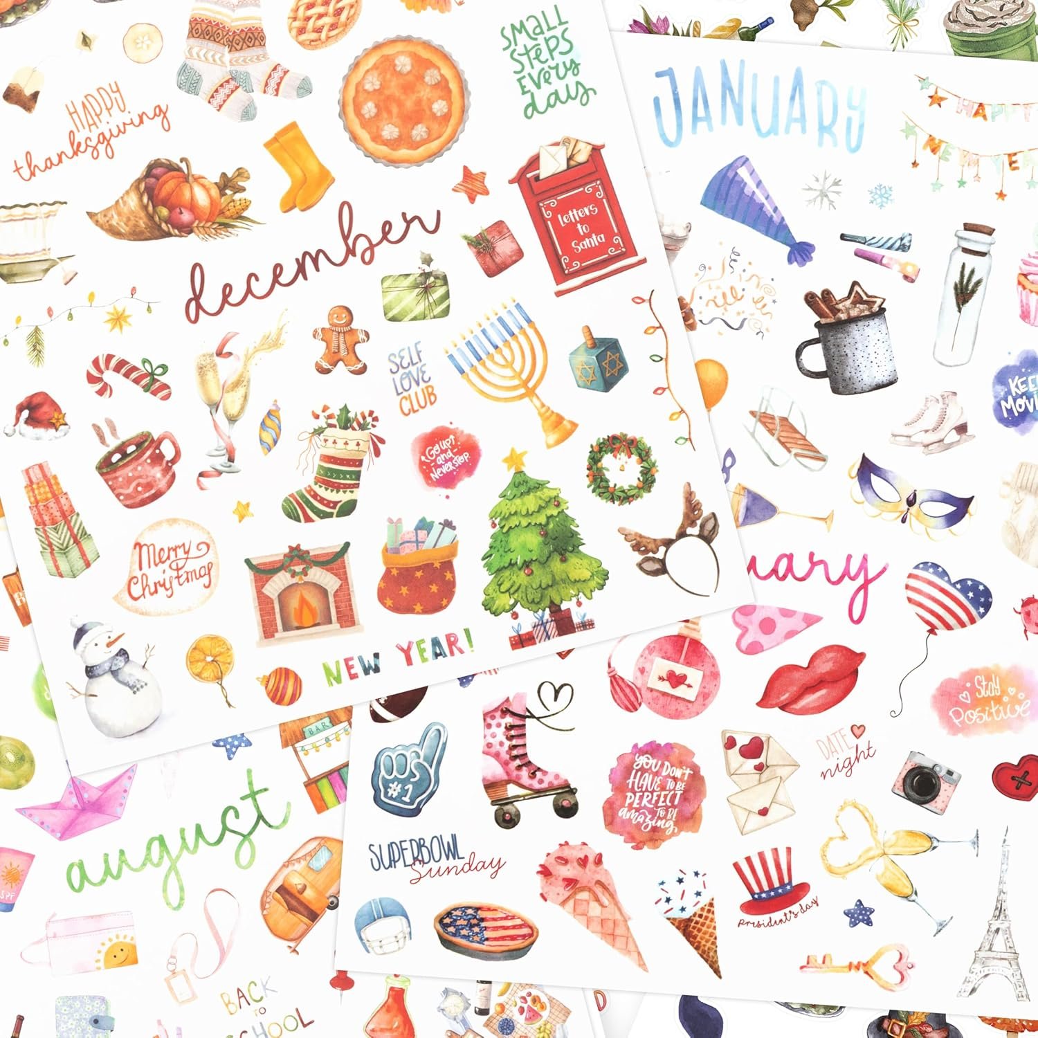 Aesthetic Monthly Planner Stickers – Holiday Sticker Set for Your Calendar