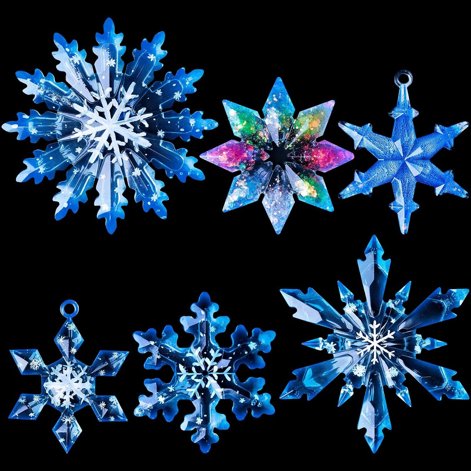 LET’S RESIN Christmas Resin Molds, 6 Varying Sizes Snowflake Silicone Molds