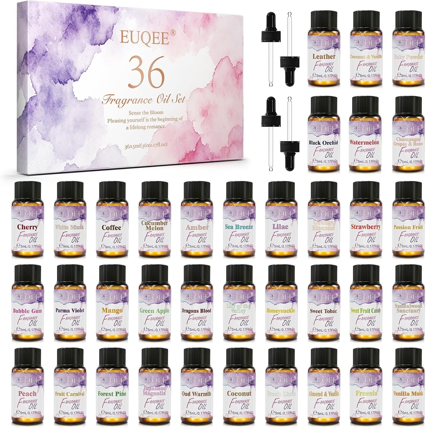 EUQEE Top 36 Scents Fragrance Oil Set for Diffuser for Home