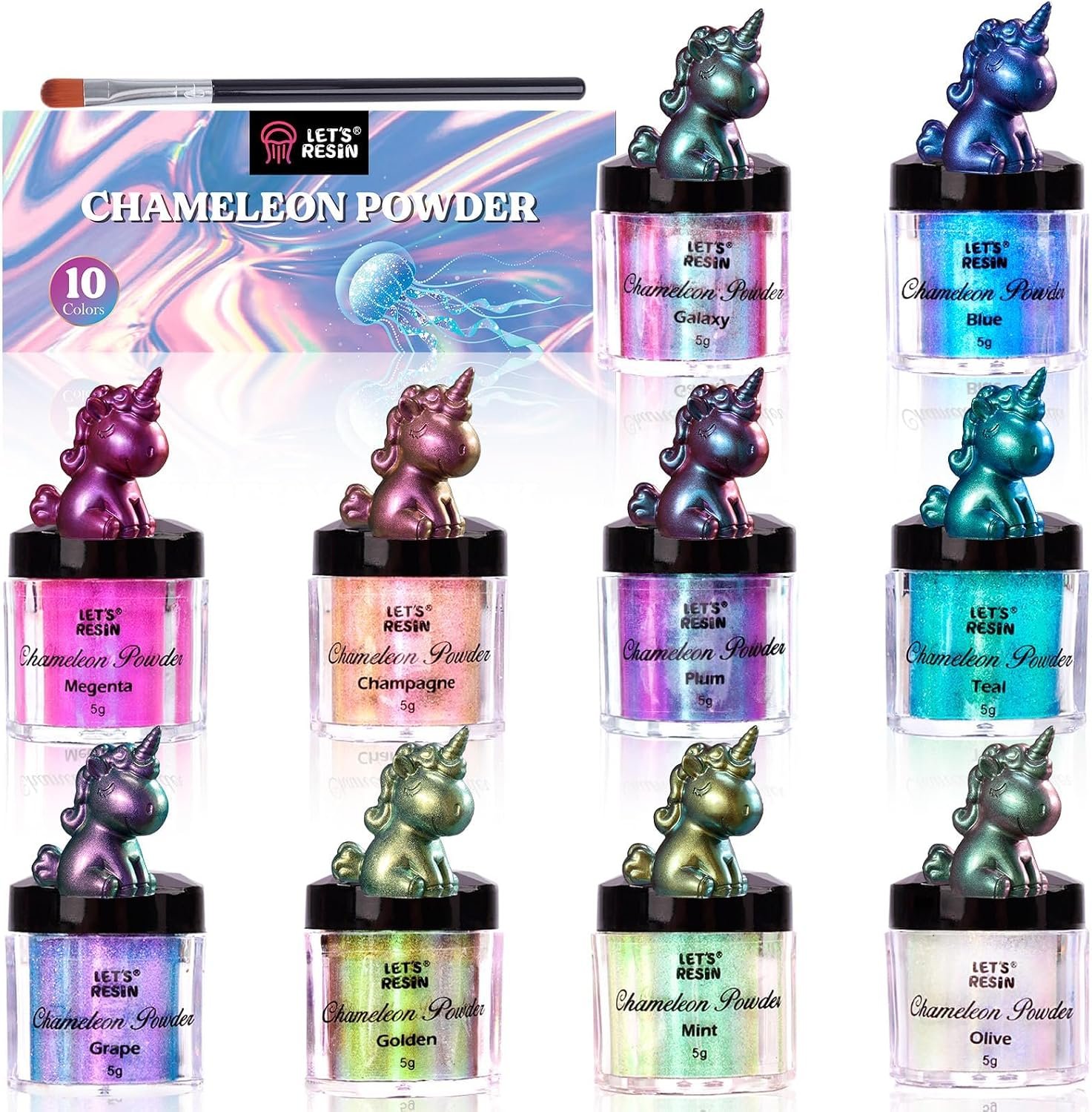 LET’S RESIN Chameleon Mica Powder, 10 * 5g Color Shift Mica Powder