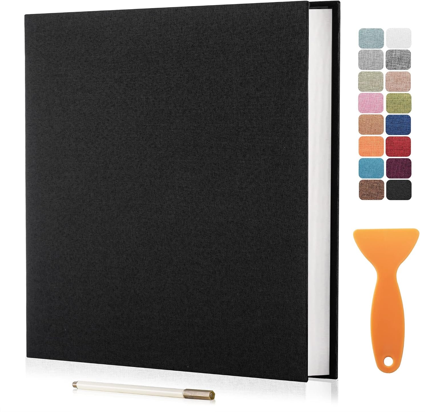 Large Photo Album Self Adhesive Scrapbook Album for 4×6 5×7 8×10 Pictures DIY Magnetic Linen Cover Album 40 Pages for Family Wedding Gifts with Metal Pen and Plastic