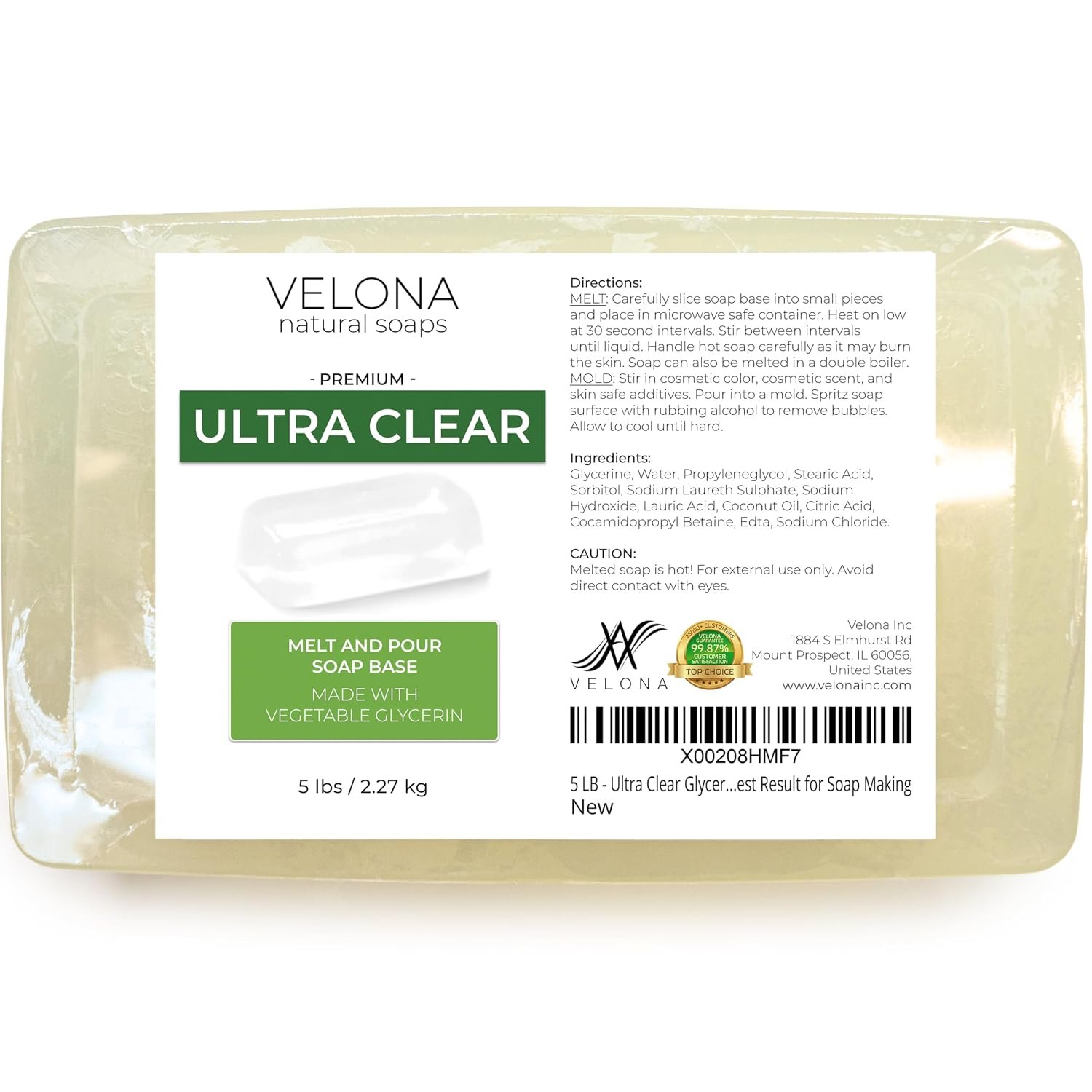 velona 5 lb – Ultra Clear Glycerin Soap Base, Melt & Pour, Transparent