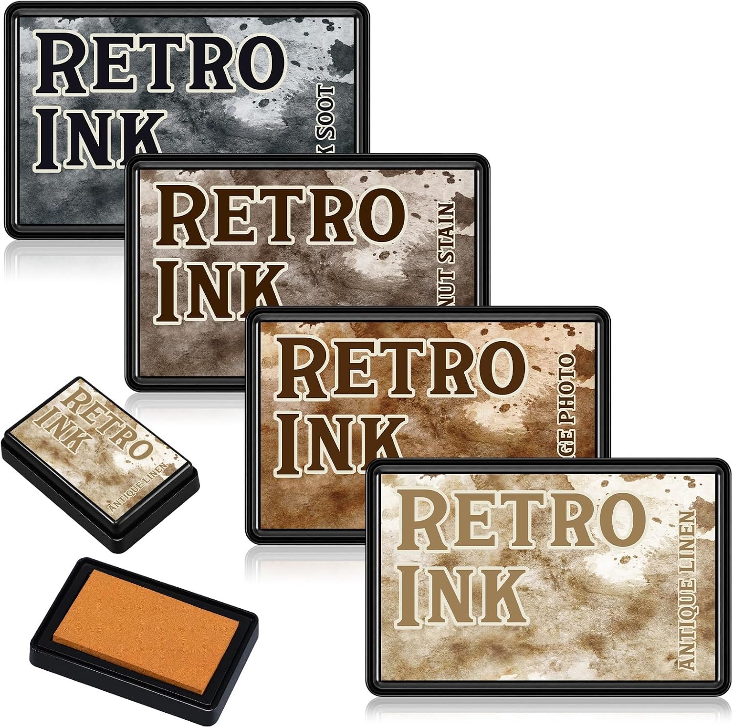 4 Colors Craft Ink Pads, Washable Stamp Pads for DIY Stamping, Vintage
