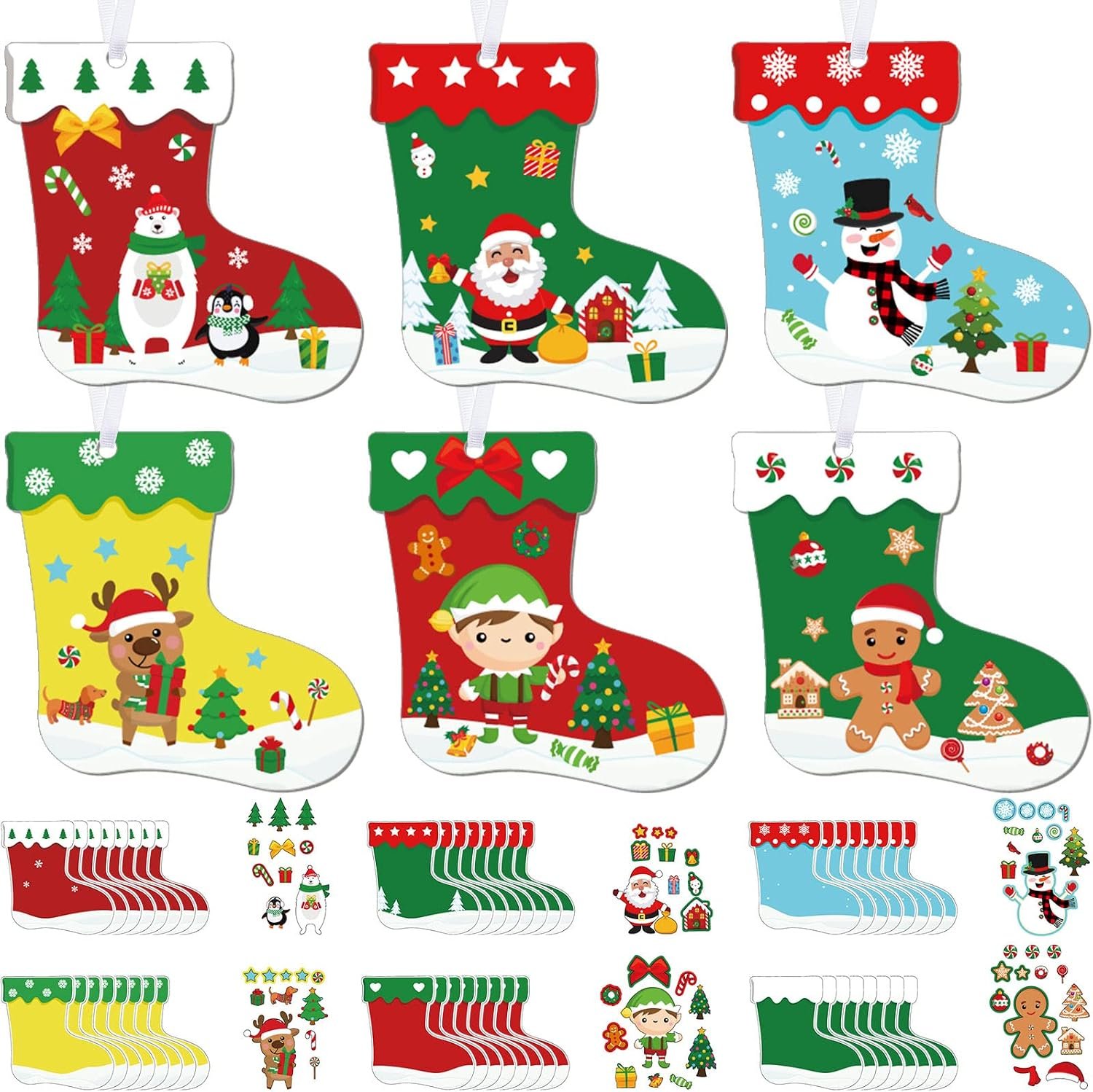 Containlol 48 Pcs Christmas Stocking Craft Kits DIY Ornaments Holiday