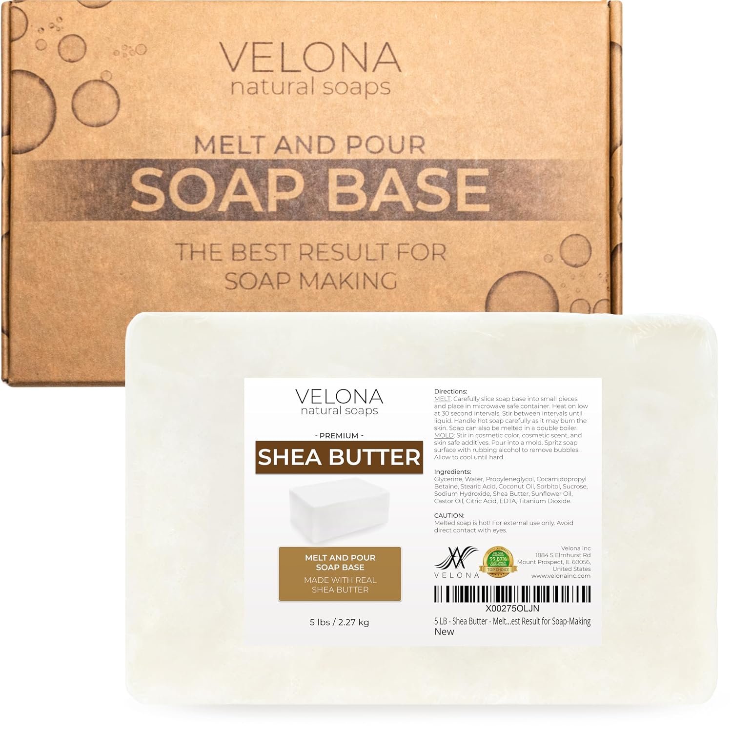 velona 5 lb – Shea Butter Soap Base, Melt & Pour, SLS/SLES Free