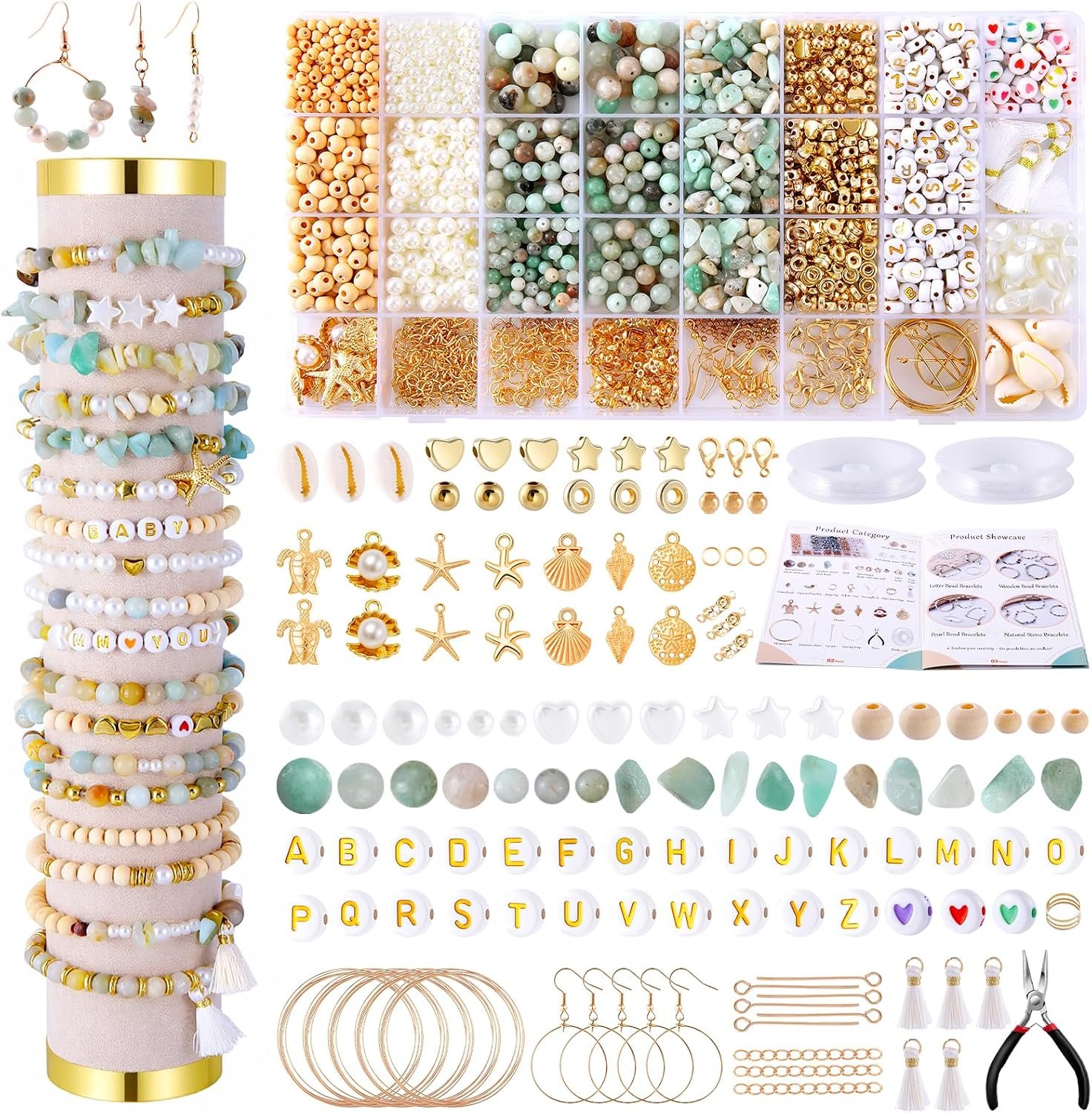Wurosi 1927PCS Jewelry Making Supplies Kit for Adults,Natural Stone Beads