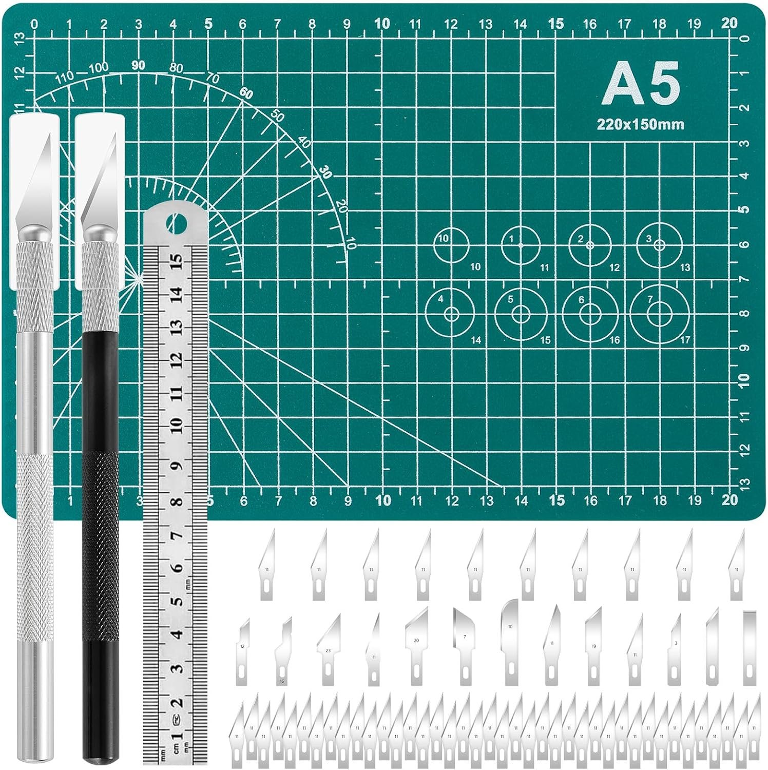 Precision hobby knife set, Craft Knife Blades Angles Steel Ruler