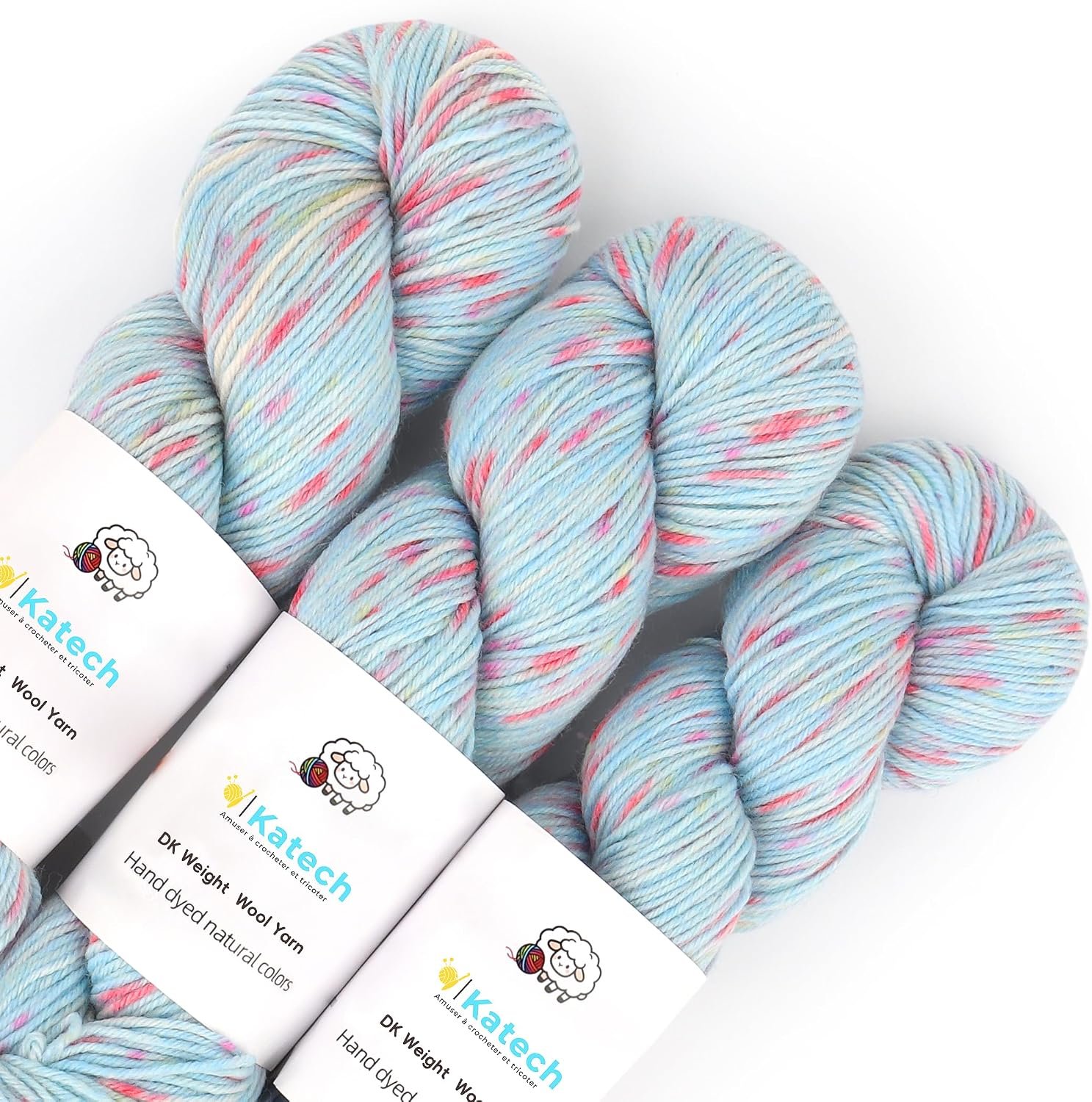 Katech Speckle Wool Yarn for Crocheting&Knitting-Premium Hand Dyed Yarn(A)