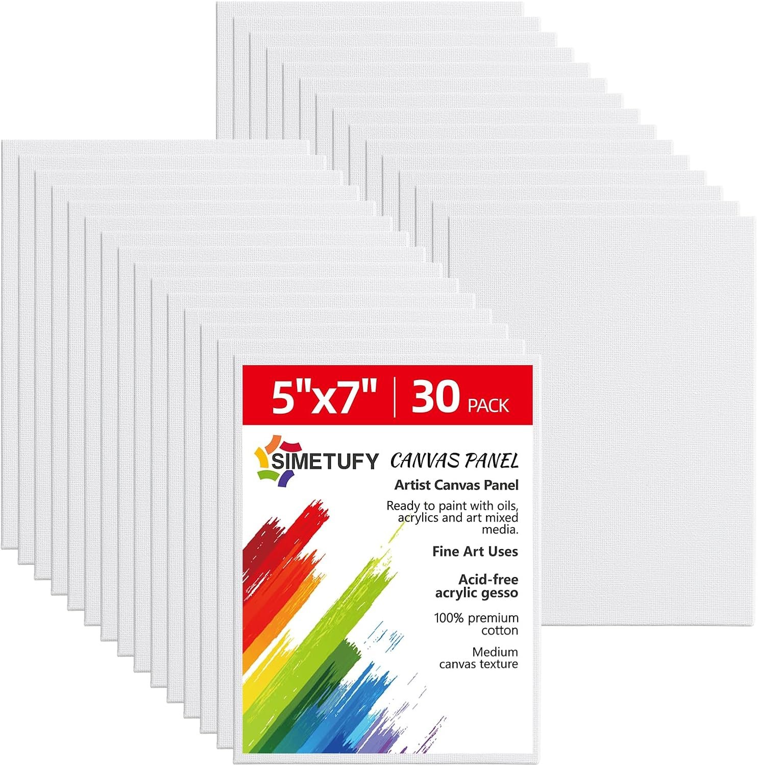 Simetufy 5x7inch 30 Pcs Small Canvas Boards for Kids Painting