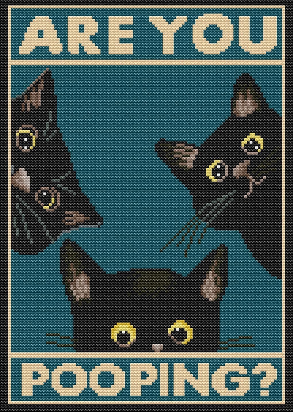 Eiazuiks Stamping Cross Stitch Kit,Cats Counting Cross Stitch Kit for Adult Beginners, Full Line DIY Cross Stitch Stitching Kit for Home Decor Cross Stitch Patterns 12×16 inches