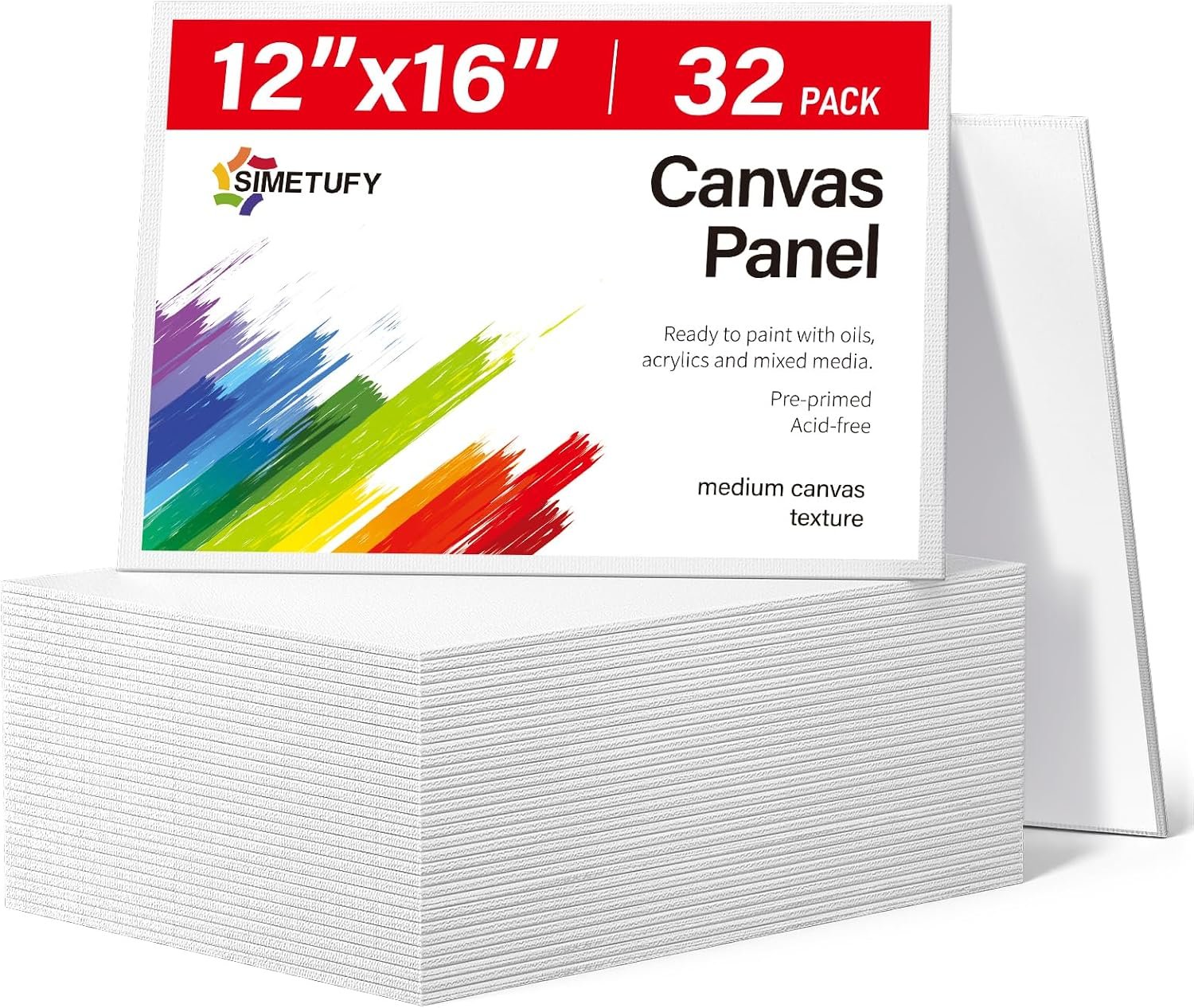 Simetufy 32 Pack 12×16 inch Large Flat Canvas Boards for Painting