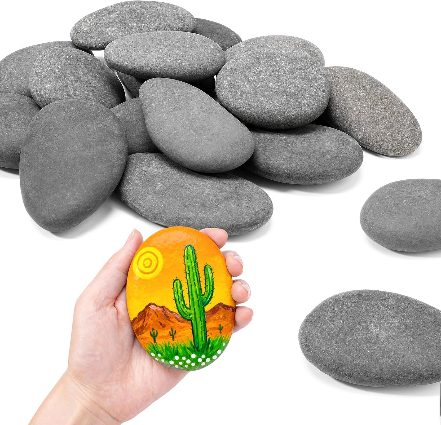 Simetufy 45Pcs Large Rocks for Painting 3-4inch Natural River Stones for