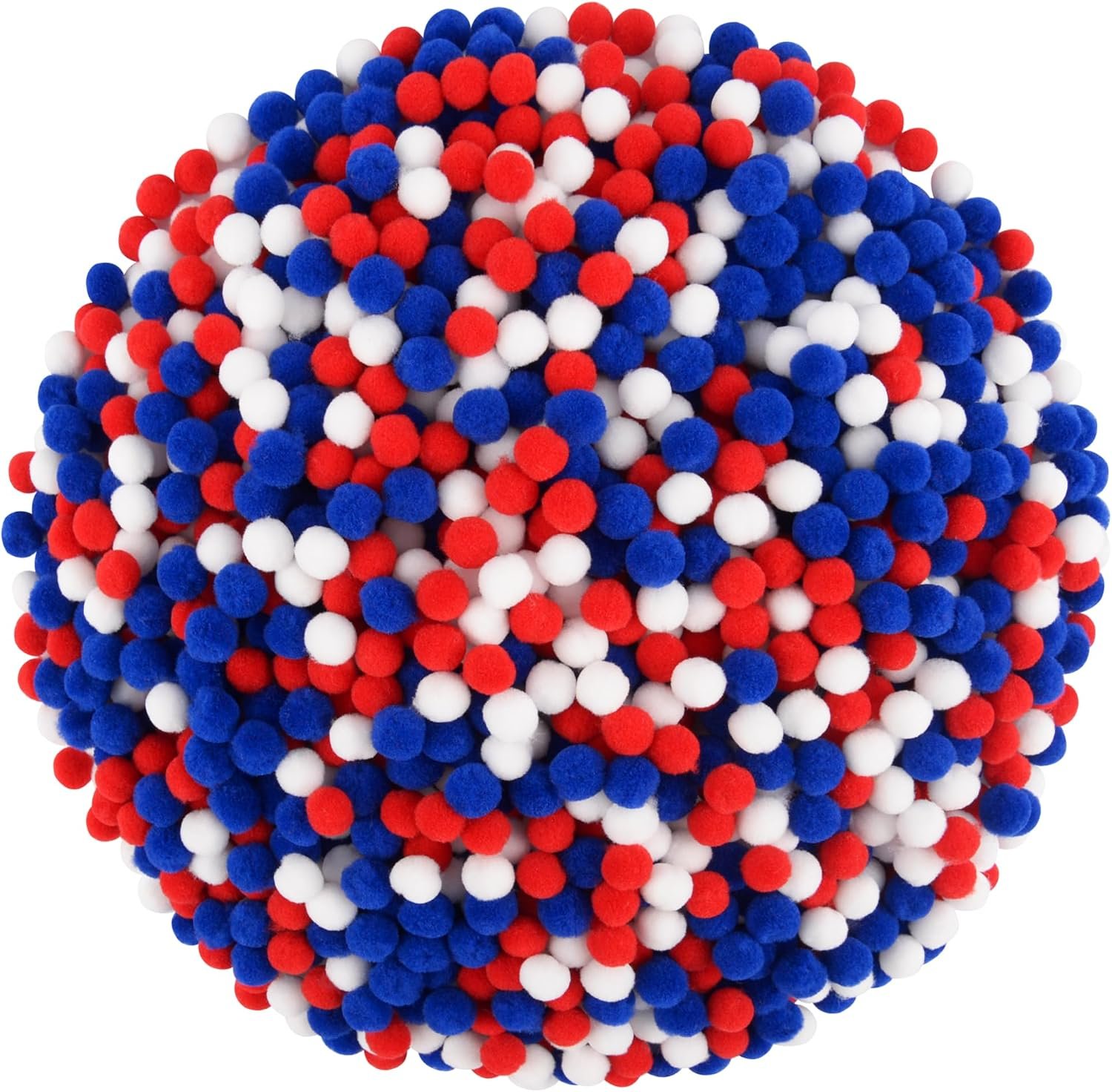 Qumenan 1500 Pieces 1cm/0.4inch Red White Blue Pom Poms 4th of July Pompoms Balls Bulk for Holiday Patriotic Veterans Party Crafts Making DIY Miniature Decorations Supplies Accessories