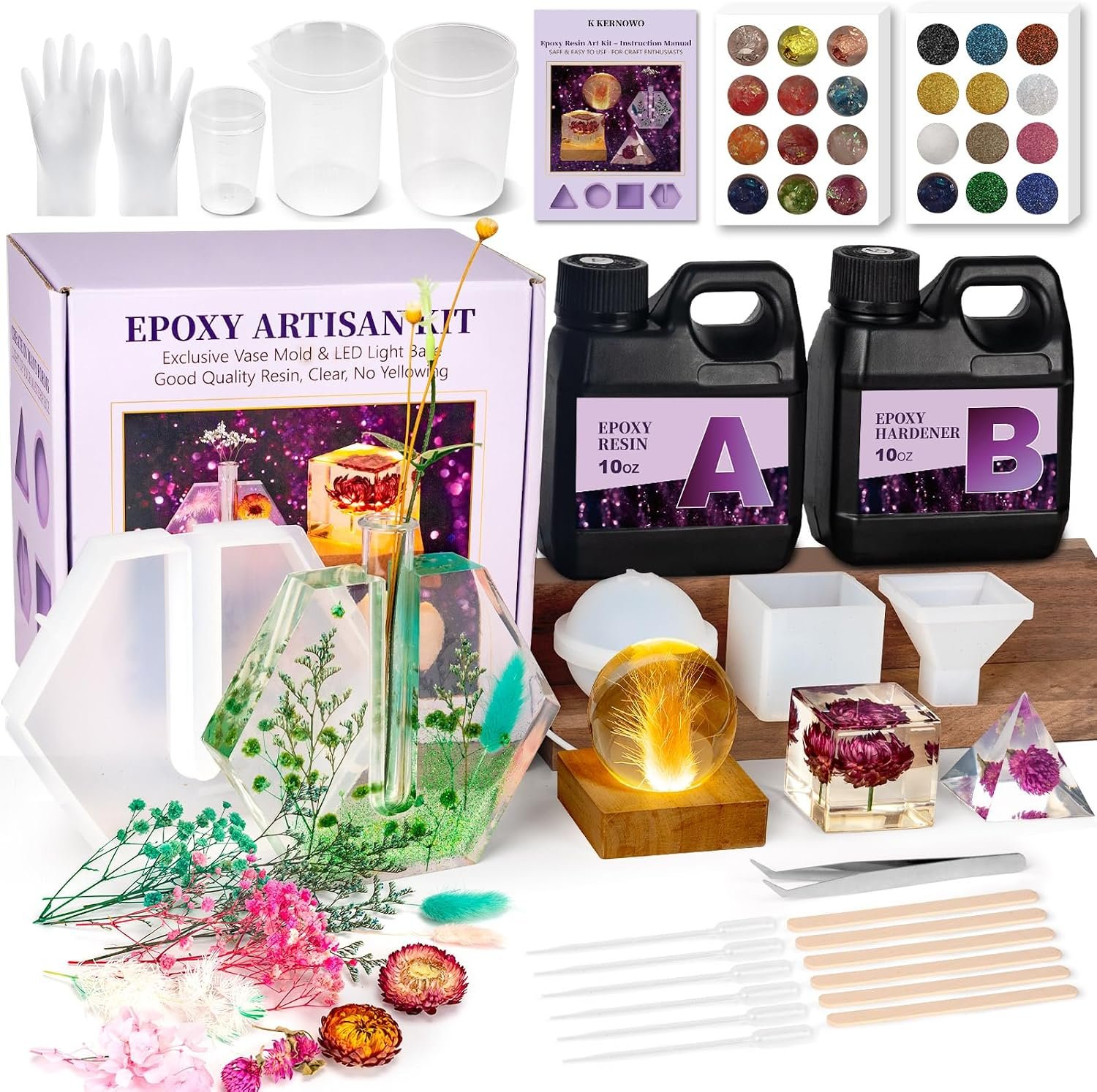 Epoxy Resin Kit with Light for Beginners, DIY Crafts for Adults Women