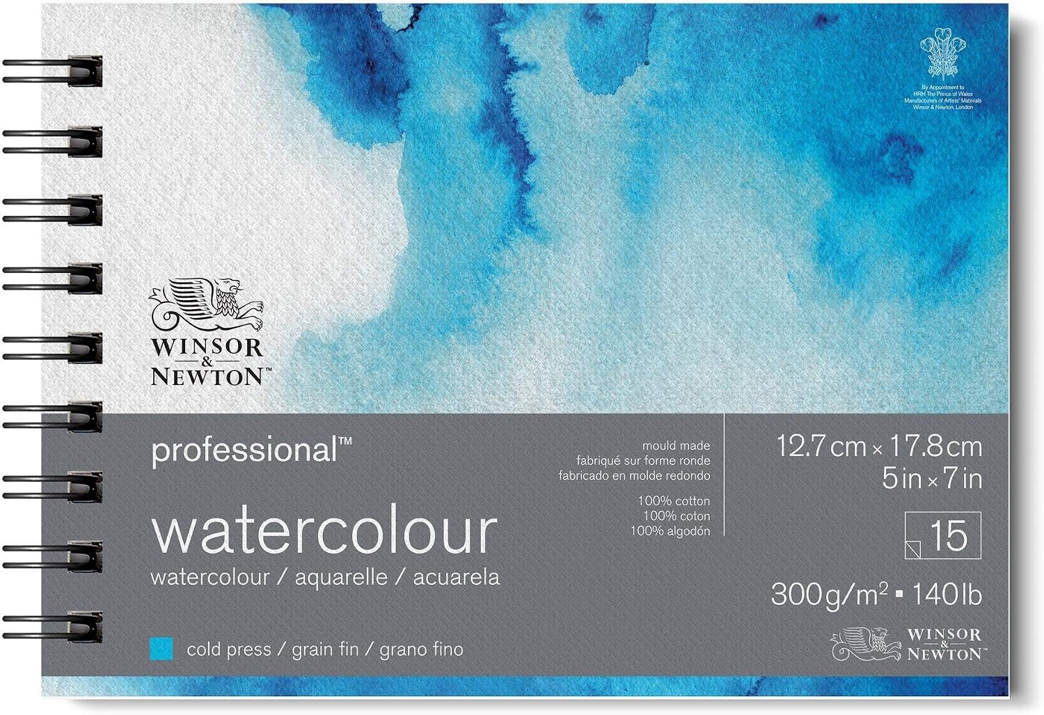 Winsor & Newton Professional Watercolor Paper, Wired, 5″ x 7″, Cold Pressed