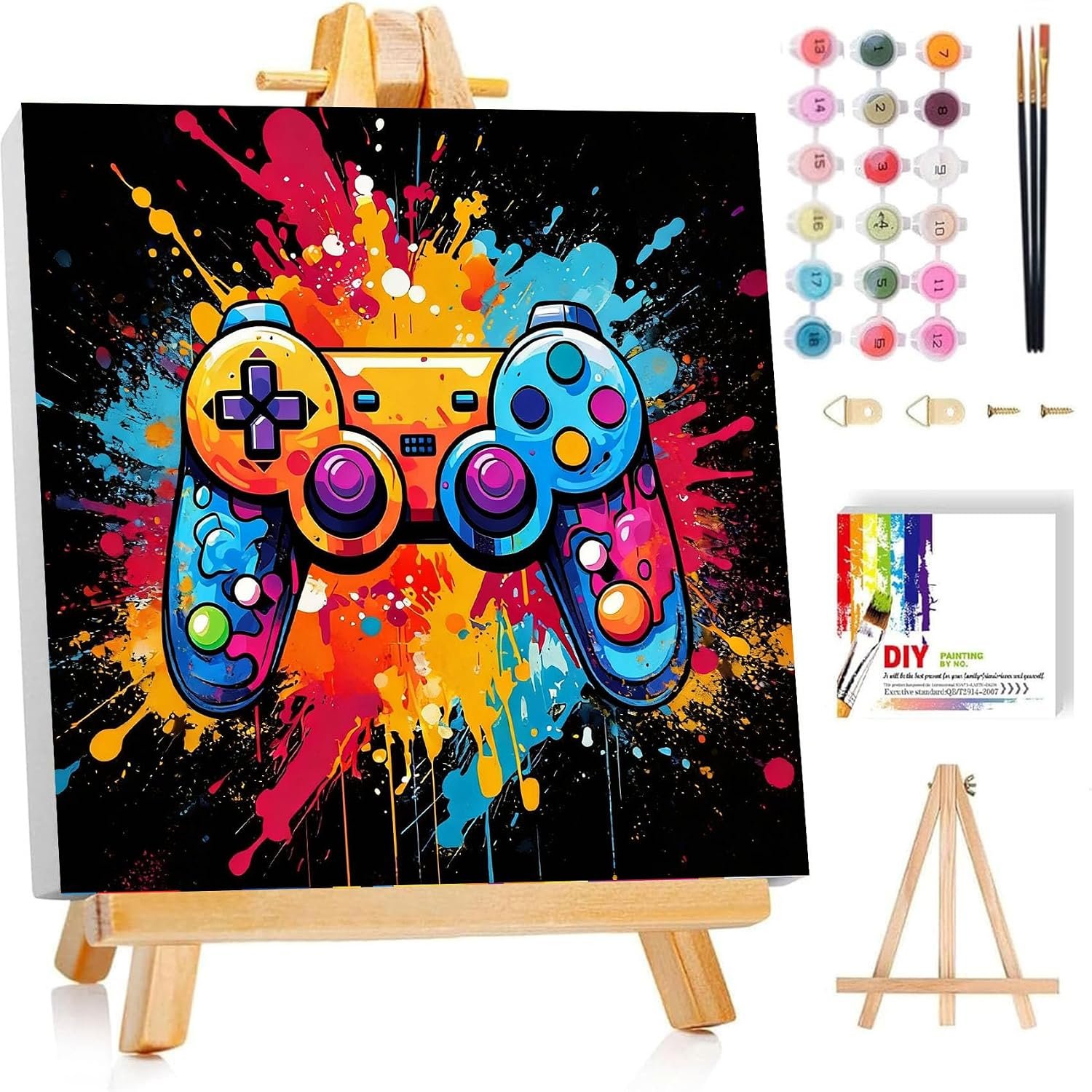 bleihum Game Paint by Numbers Kit for Kids with Frame Wooden Easel