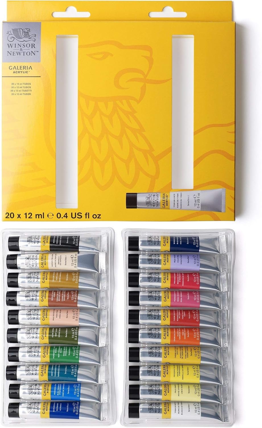 Winsor & Newton Galeria Acrylic Paint, 20 x 12ml (0.4–oz) Tube Paint Set