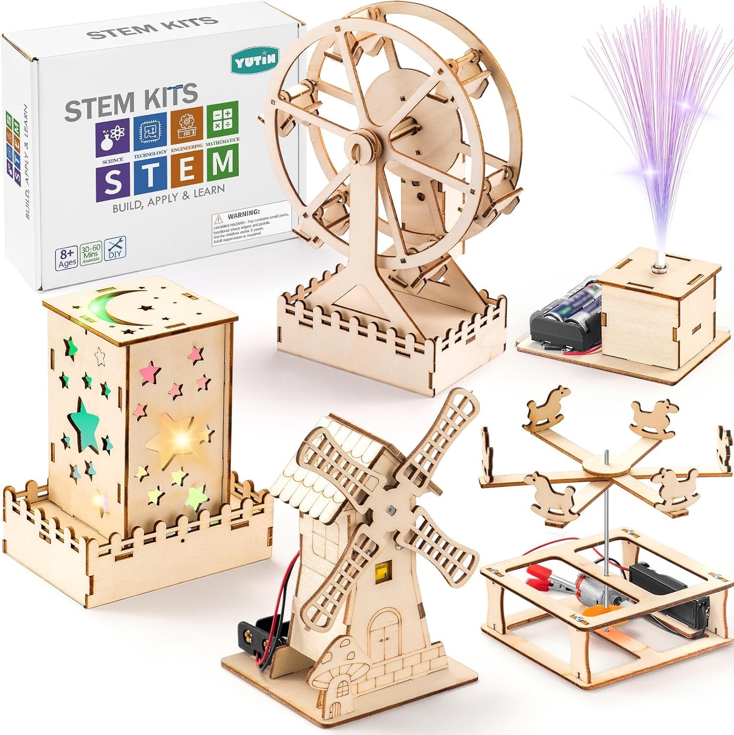 5 Individual STEM Science Kits for Kids, Wood Arts and Craft Kits 8-12