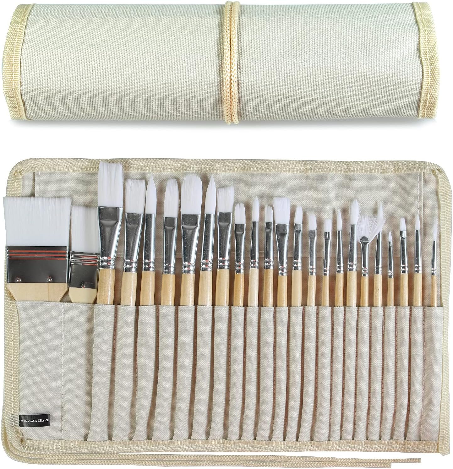 Paint Brushes Set of 24 Pieces with Canvas Brush Case