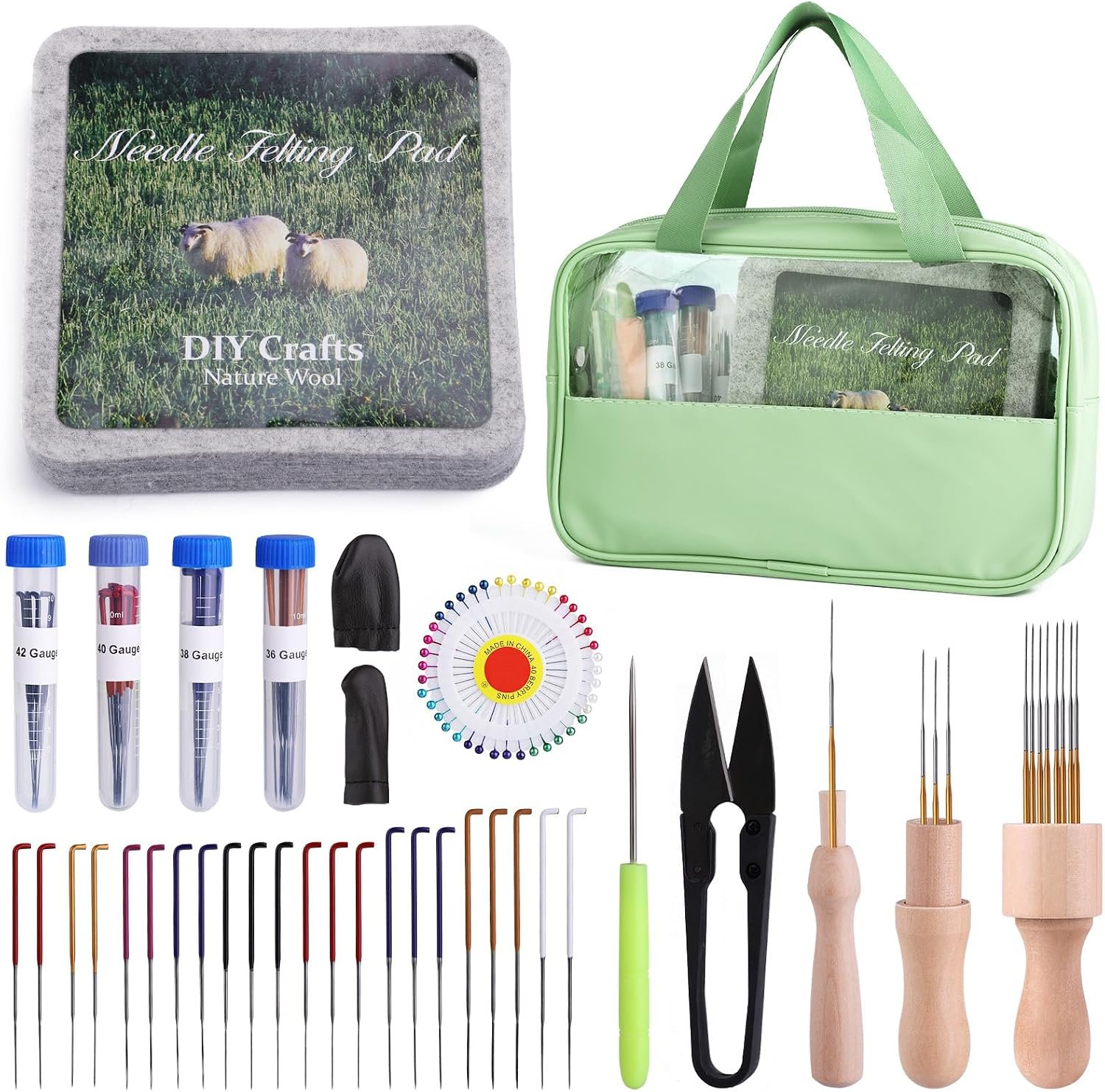 Mayboos Needle Felting Kit, 6″x6″ Needle Felting Pad Tools