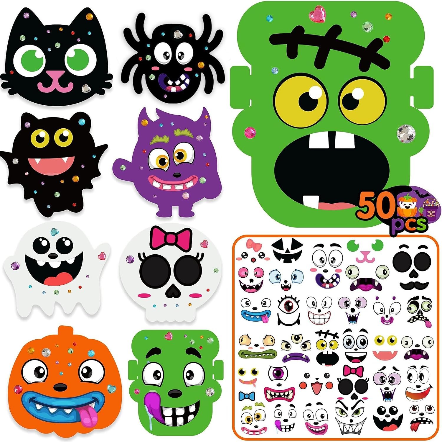 Halloween Craft Kits 32Pcs Halloween Foam Crafts Pumpkin Stickers Crafts
