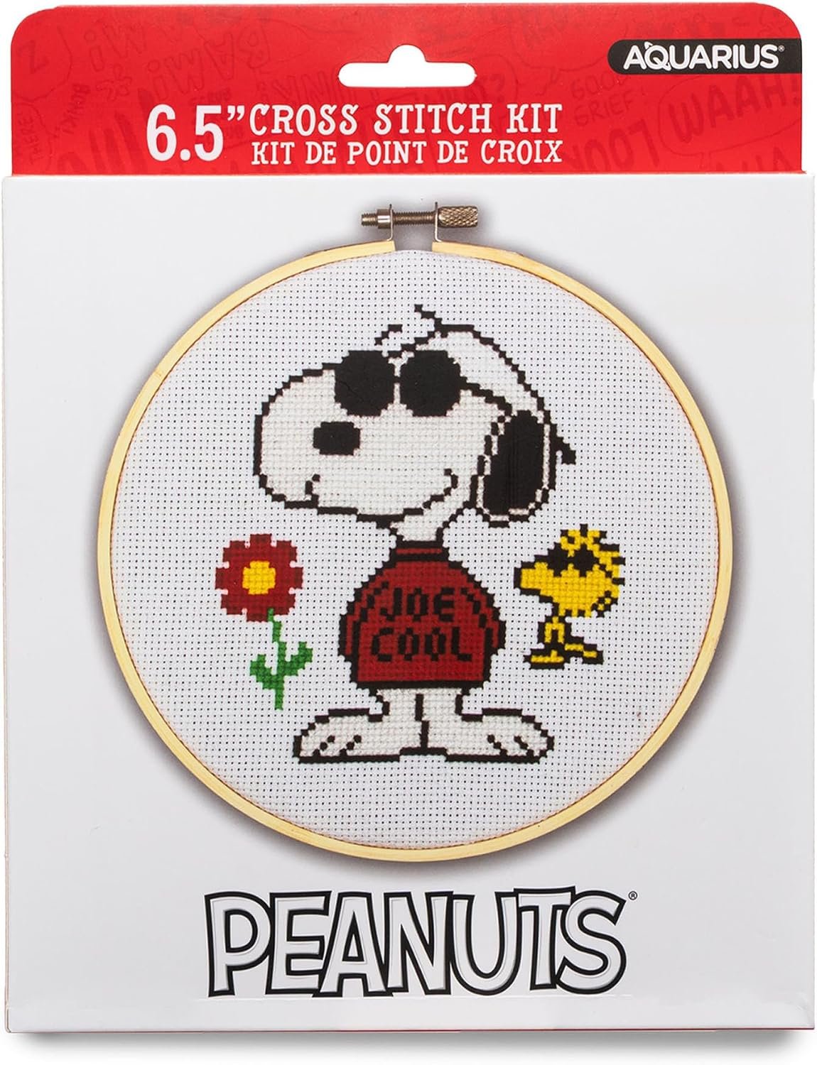 AQUARIUS Peanuts Joe Cool 6.5″ Cross Stitch Embroidery Kit for Beginners