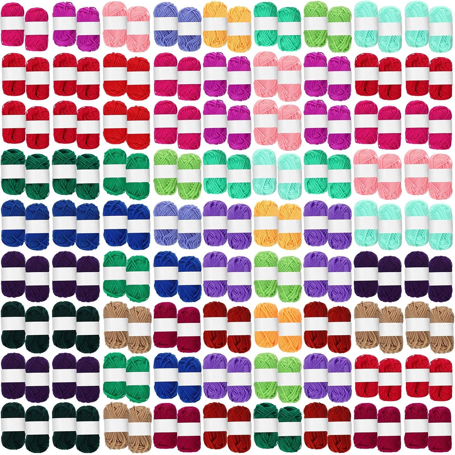 Nuogo 150 Rolls Crochet Yarn Bulk, Acrylic Skeins Mixed Colors, 3300 Yards