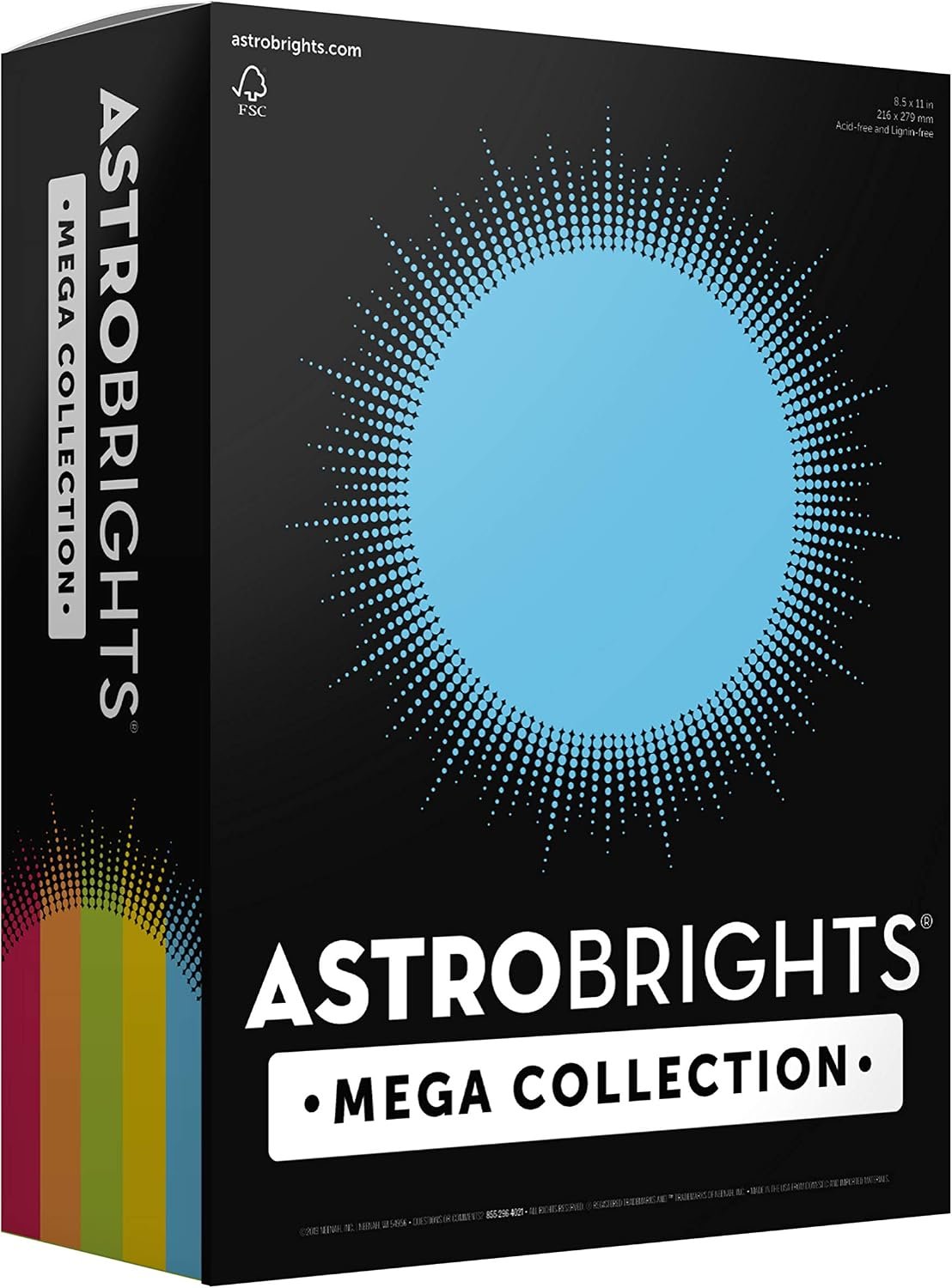 Astrobrights Mega Collection, Colored Cardstock,”Classic” 5-Color Assortment, 320 Sheets, 65 lb/176 gsm, 8.5″ x 11″ – MORE SHEETS! (91630)