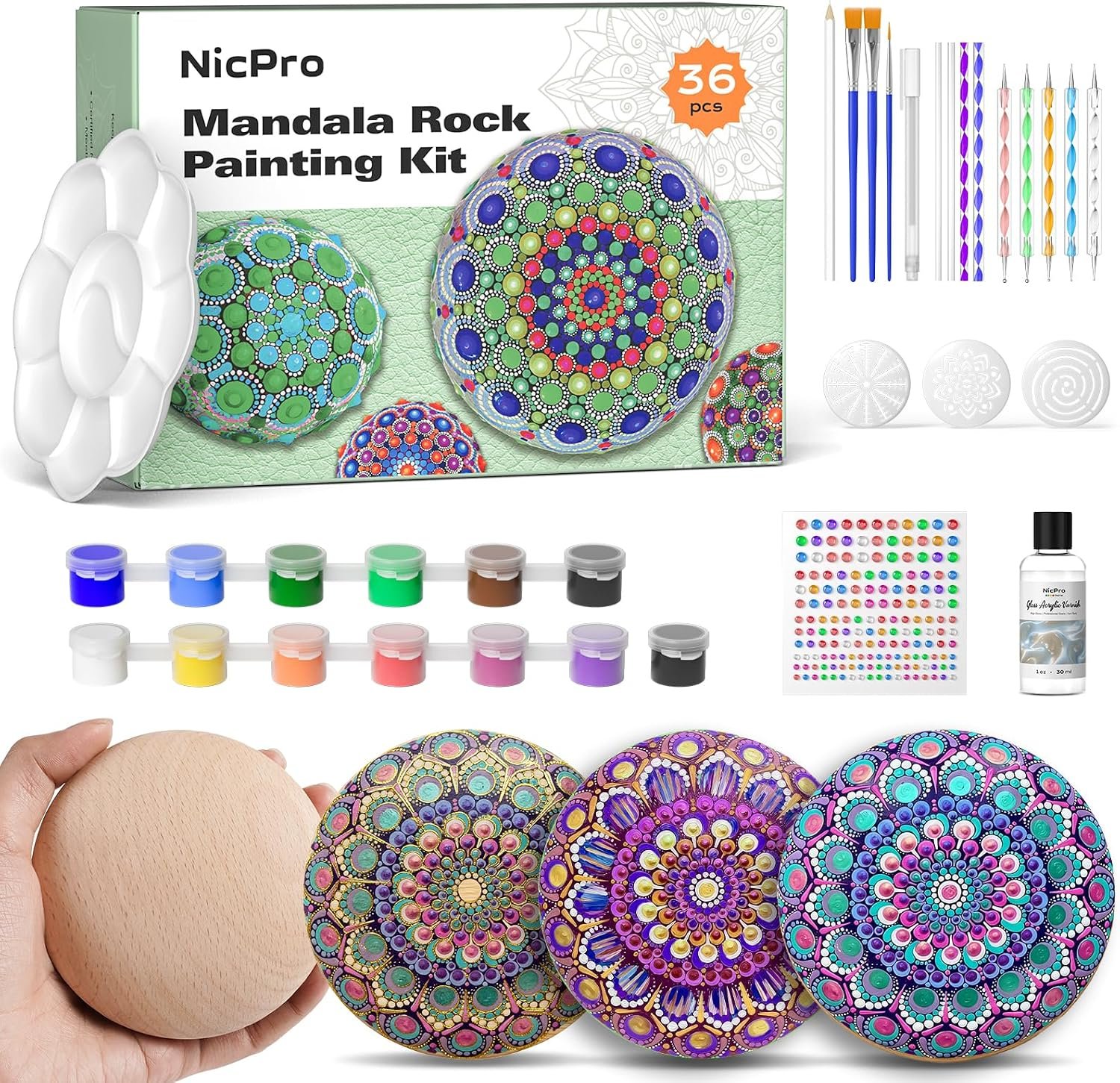 Nicpro Mandala Rock Painting Kit Craft Kits for Adults Mandala Dotting Tool
