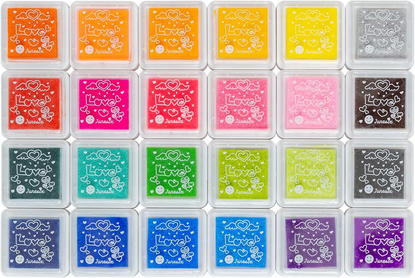Ink Pad, 24 Colors Finger Washable Craft Ink Pad for Kids Stamp, 1.18X1.18”