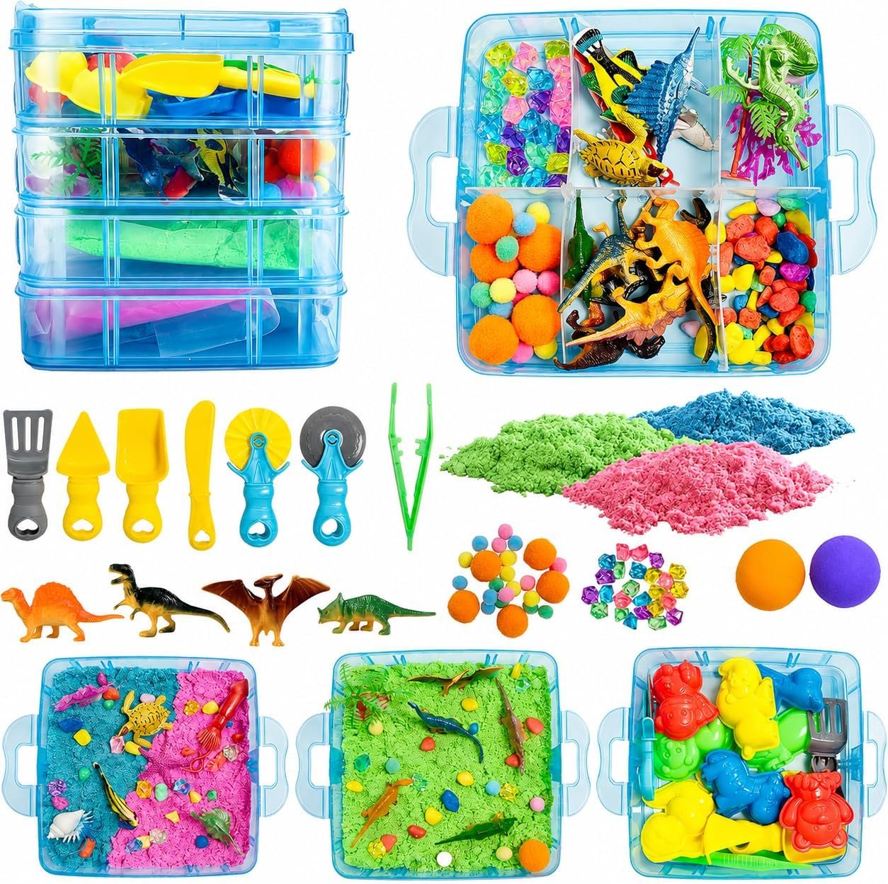 AGENTLAN Dino & Ocean Sensory Sensory Bin with Play Sand