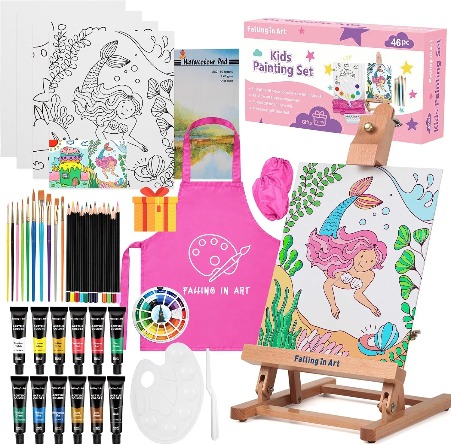 Falling in Art Kids Tabletop Easel Set, Portable Art Easel Painting Kits