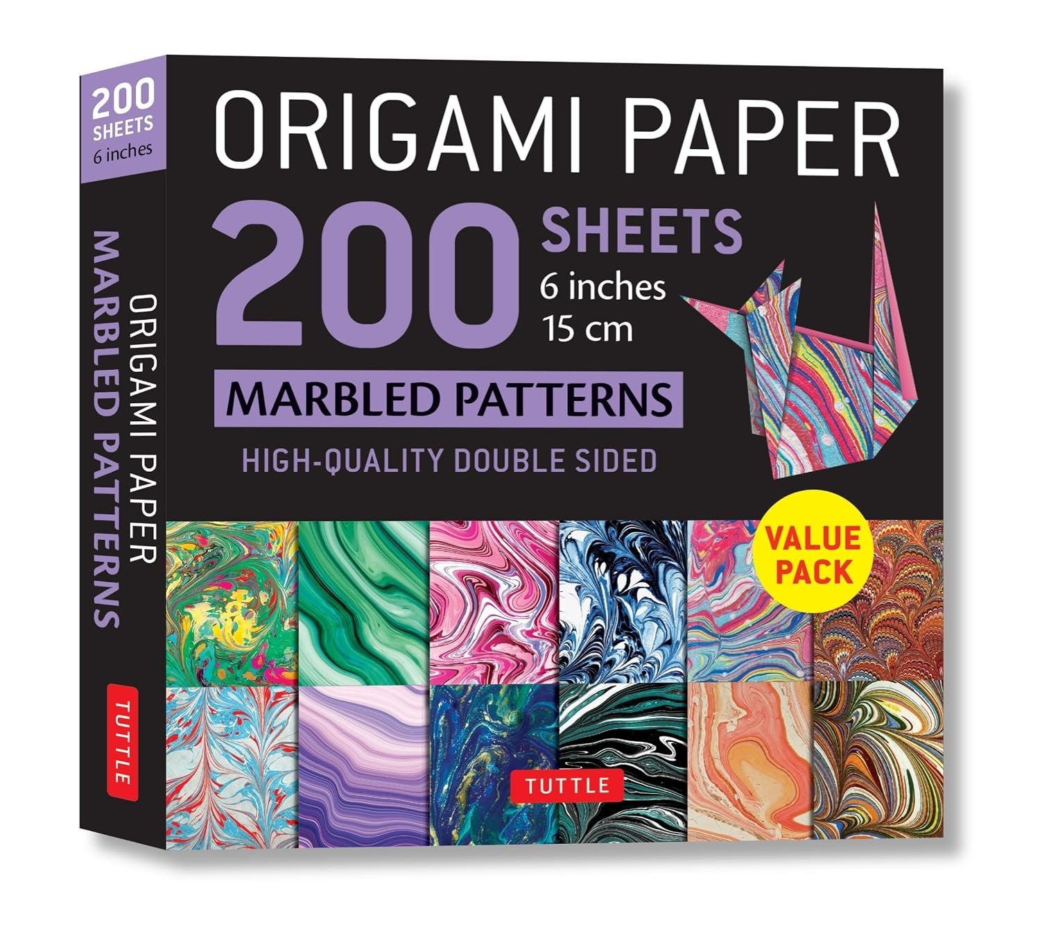 Origami Paper 200 sheets Marbled Patterns 6″ (15 cm): Tuttle Origami Paper: Double Sided Origami Sheets Printed with 12 Different Patterns (Instructions for 6 Projects Included)