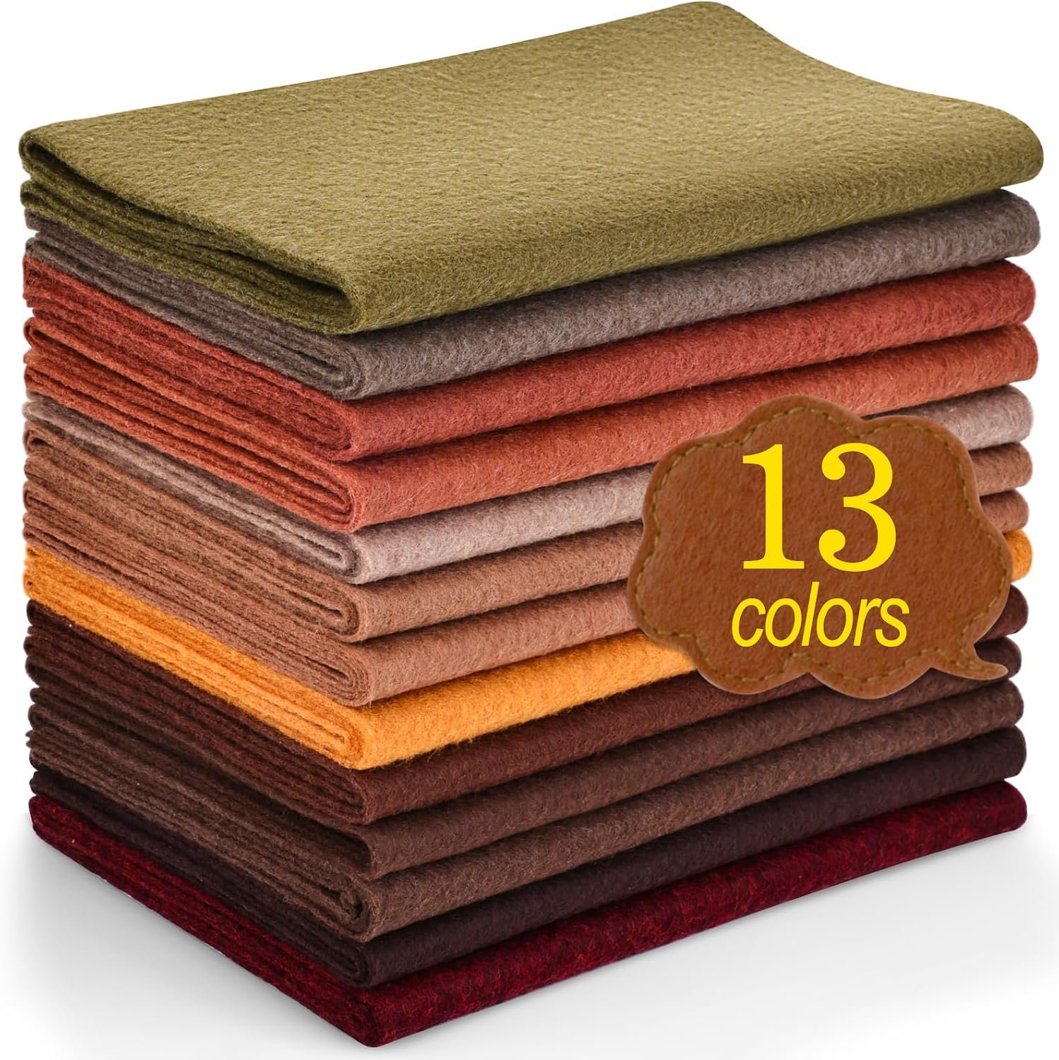 XSEINO 13 Rolls 8″x35″ 1.4mm Thick Soft Felt Fabric Sheet 13 Assorted Dark Brown Series Colors Felt Pack for DIY Craft Sewing Squares Nonwoven Patchwork