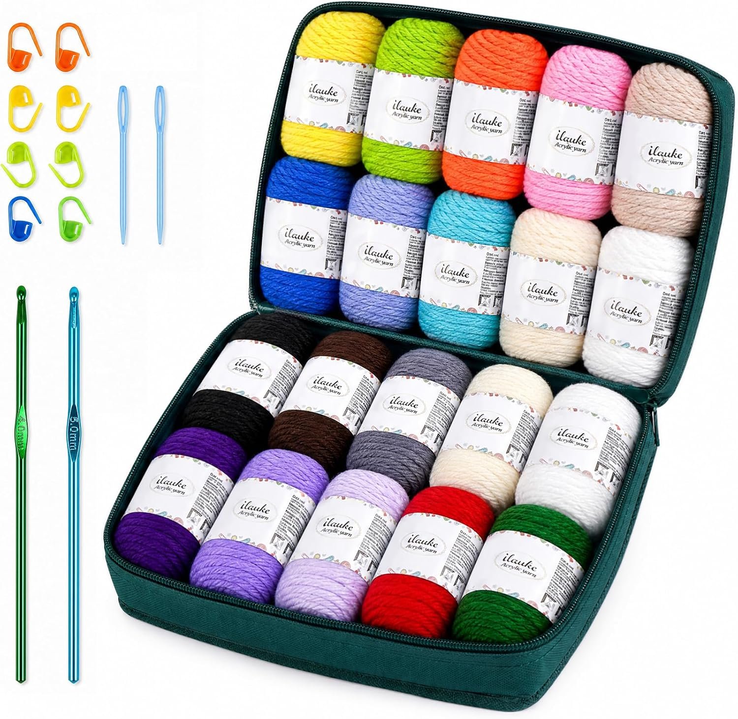 ilauke 20 Acrylic Yarn for Crocheting Knitting for Crafts 1180Yds