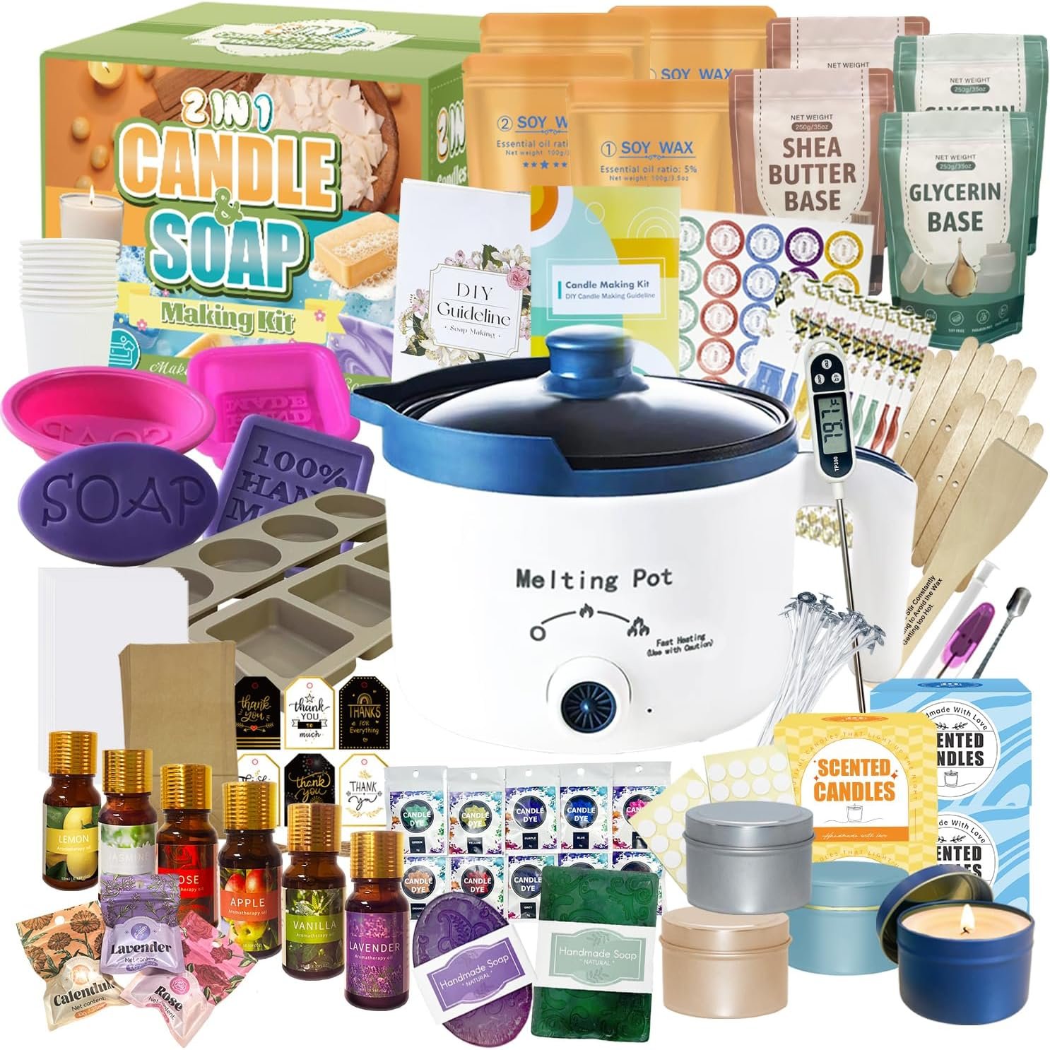 PIUH 2-in-1 Candle & Soap Making Kit for Adults Begineers DIY Craft Kit