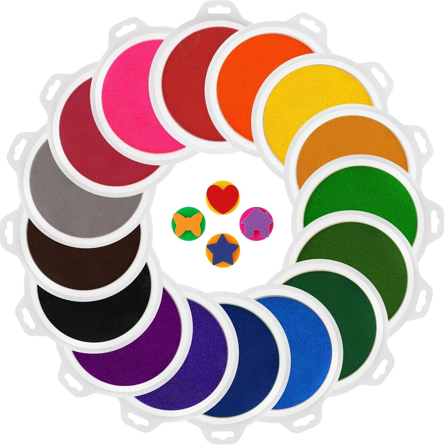 Lorzon 16 Colors Washable Stamp Pads & Ink Pads for Kids, 7″ Large Round