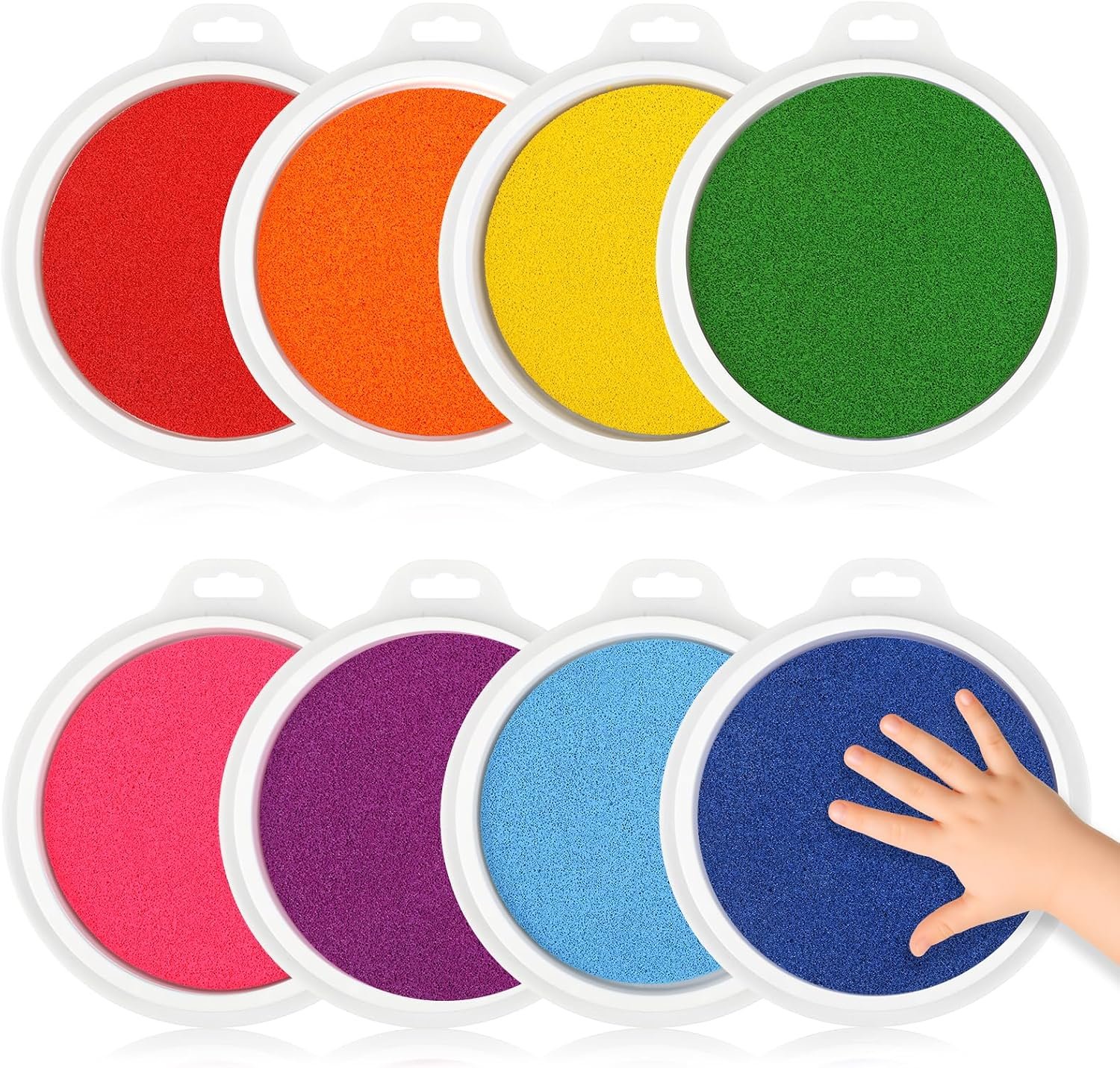 8 Colors 7″ Ink Pads for Stamps, Washable Stamp Pad for Kids Finger Paint